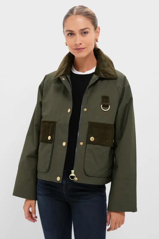 Olive Phoebe Casual Jacket made by Barbour