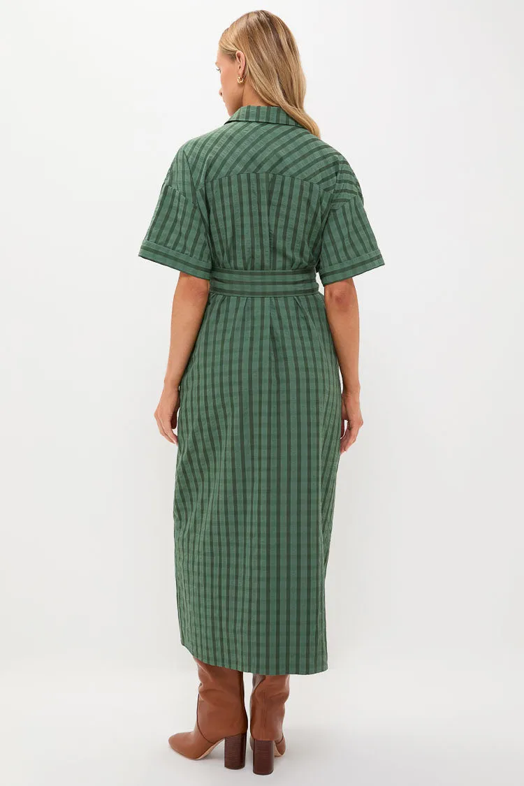 Dark Green Windowpane Seersucker Zacara Dress sold by Tuckernuck product image thumbnail 4