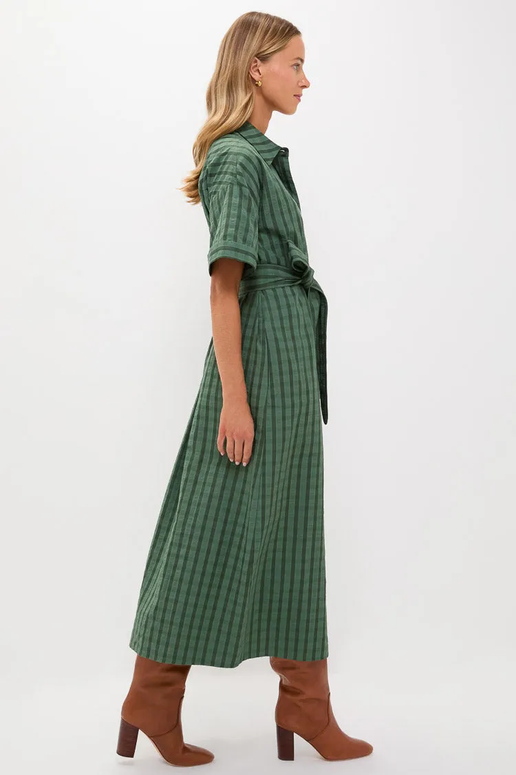 Dark Green Windowpane Seersucker Zacara Dress sold by Tuckernuck product image thumbnail 3