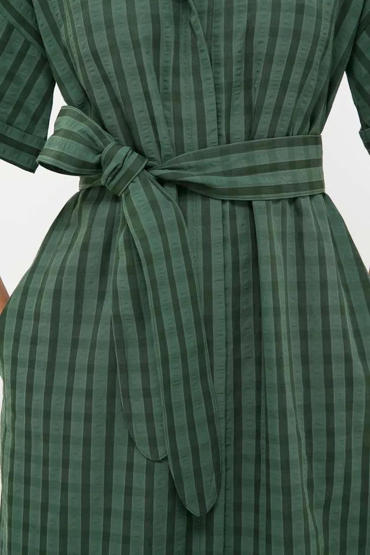Dark Green Windowpane Seersucker Zacara Dress sold by Tuckernuck product image thumbnail 5