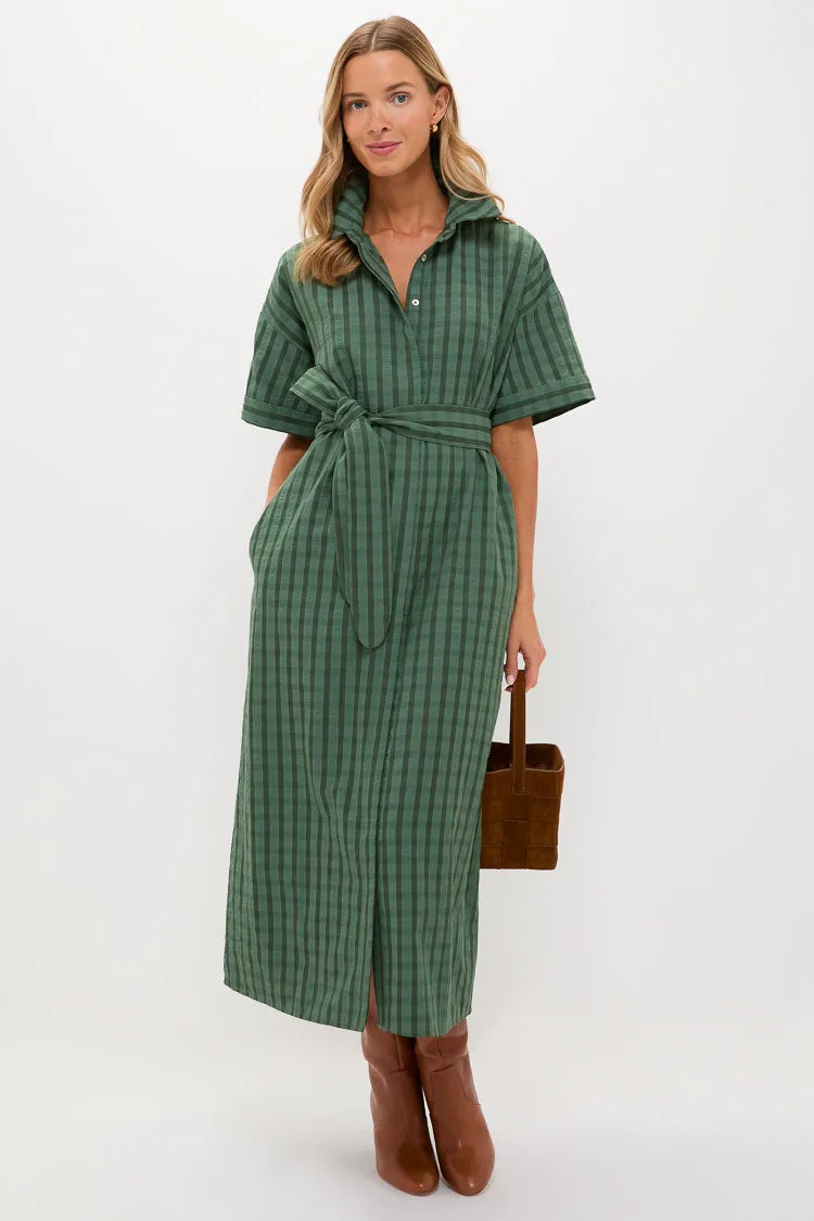 Dark Green Windowpane Seersucker Zacara Dress sold by Tuckernuck product image thumbnail 2
