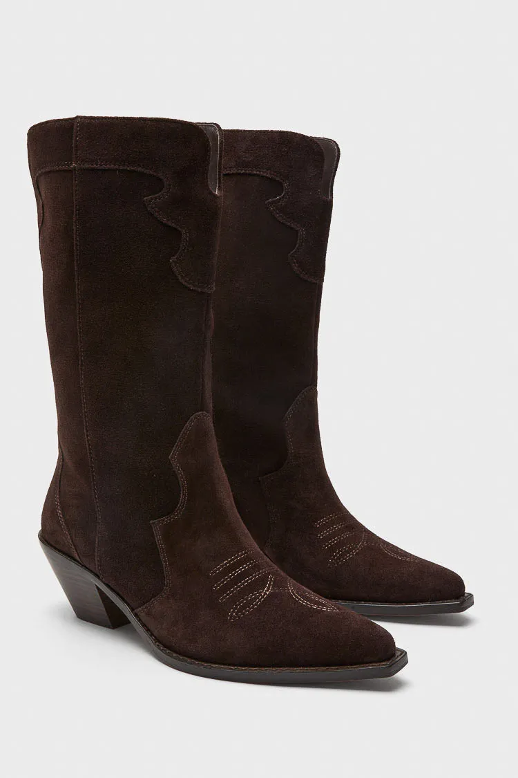 Dark Espresso Suede Wilson Cowboy Boots sold by Tuckernuck product image thumbnail 2