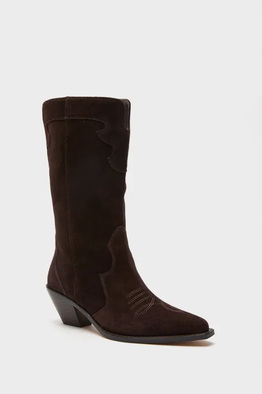 Dark Espresso Suede Wilson Cowboy Boots made by Tuckernuck
