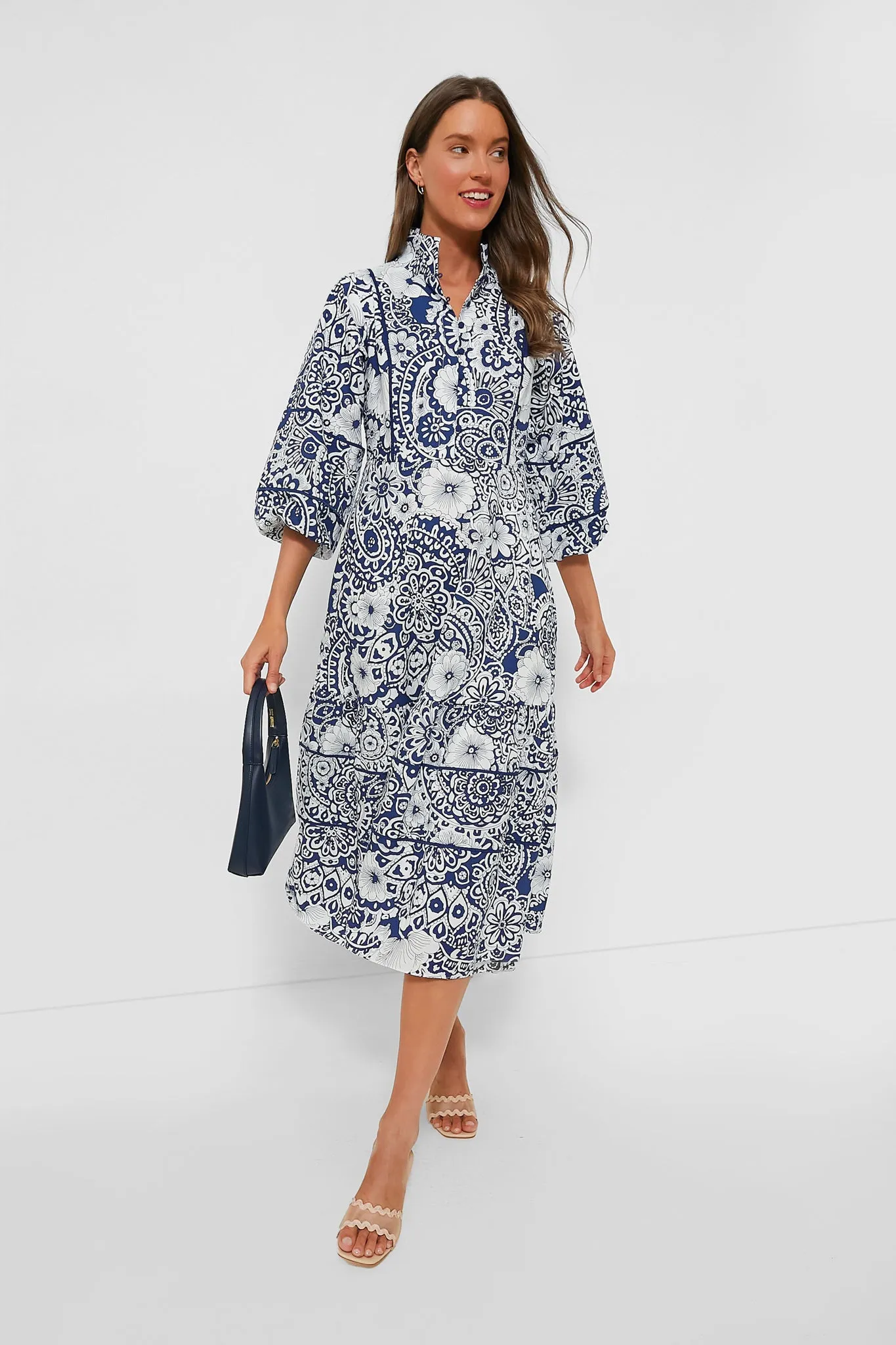 Navy & White Floral Hillsborough Midi Dress sold by Tuckernuck product image thumbnail 2