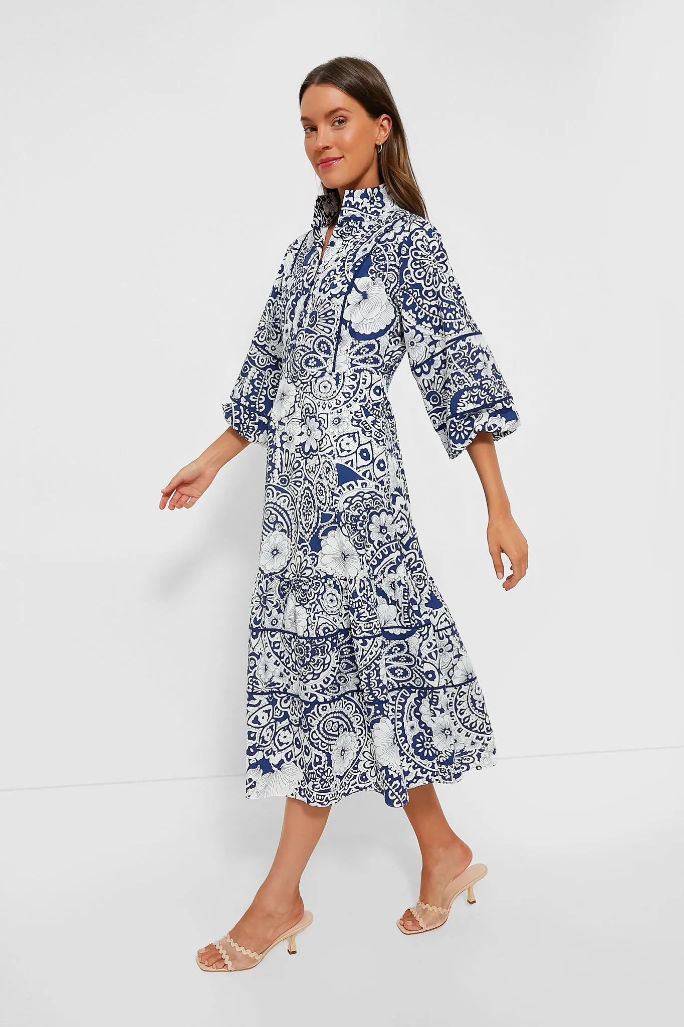 Navy & White Floral Hillsborough Midi Dress sold by Tuckernuck product image thumbnail 3