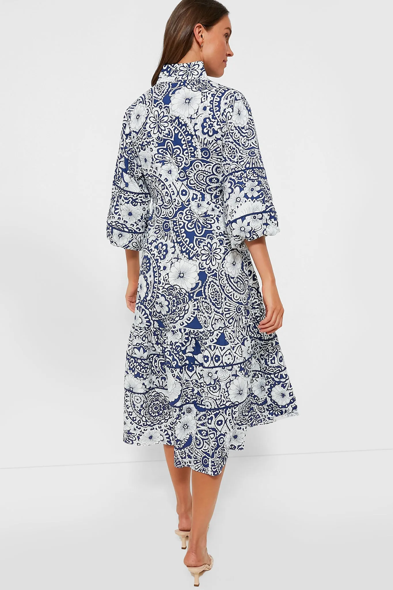 Navy & White Floral Hillsborough Midi Dress sold by Tuckernuck product image thumbnail 4
