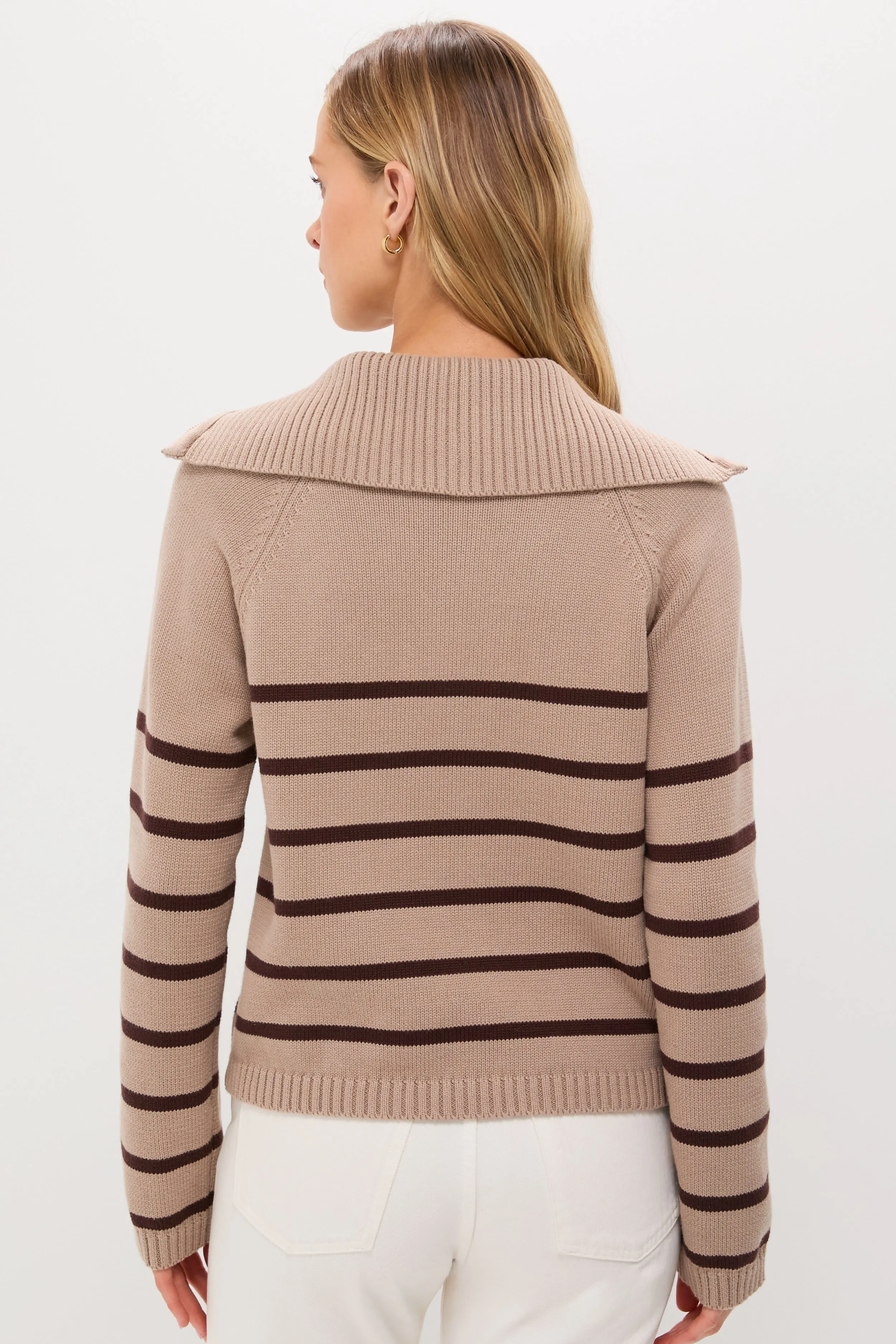 Tan & Brown Stripe Jasper Quarter Zip Sweater sold by Tuckernuck product image thumbnail 4
