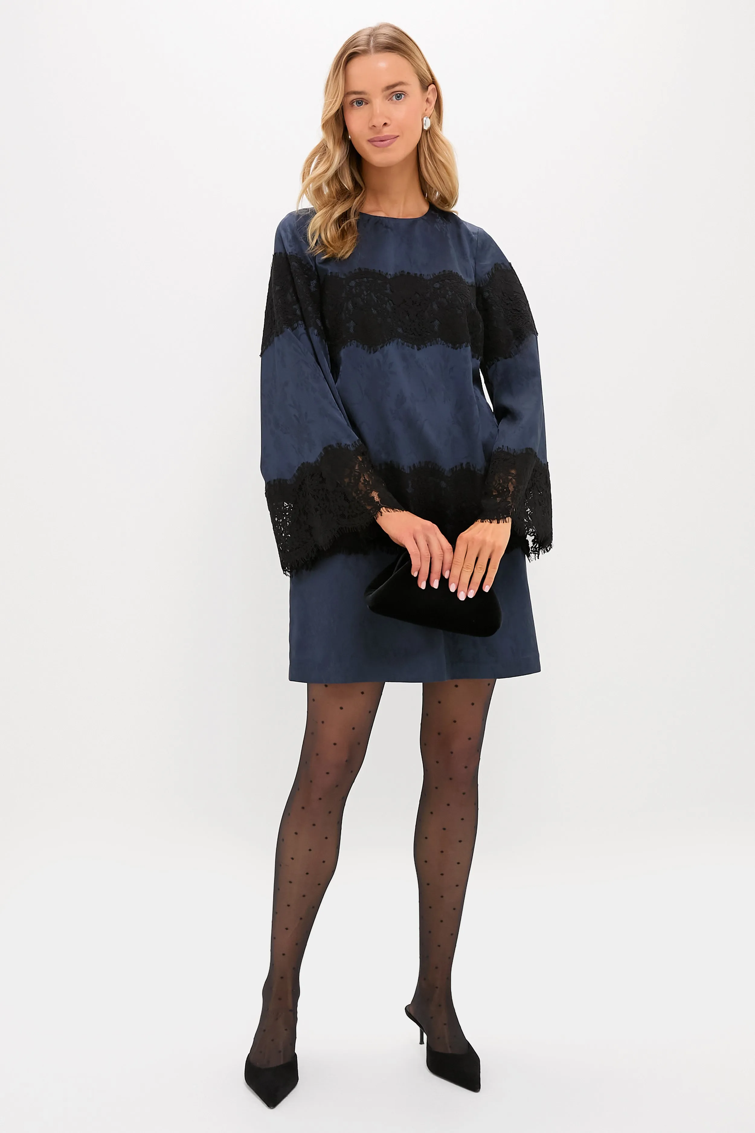 Navy Jacquard and Black Lace Camilla Dress sold by Tuckernuck product image thumbnail 2