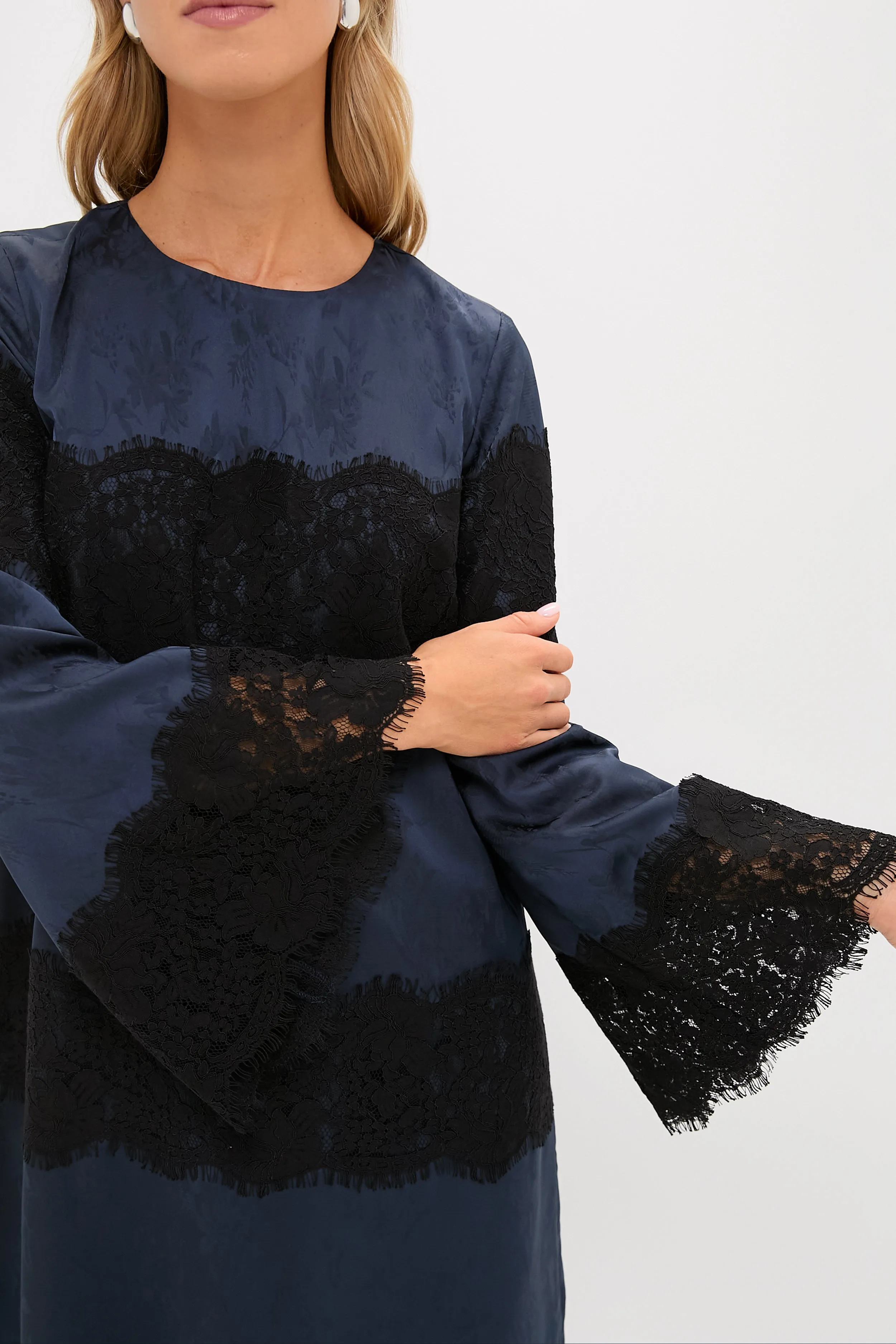 Navy Jacquard and Black Lace Camilla Dress sold by Tuckernuck product image thumbnail 5