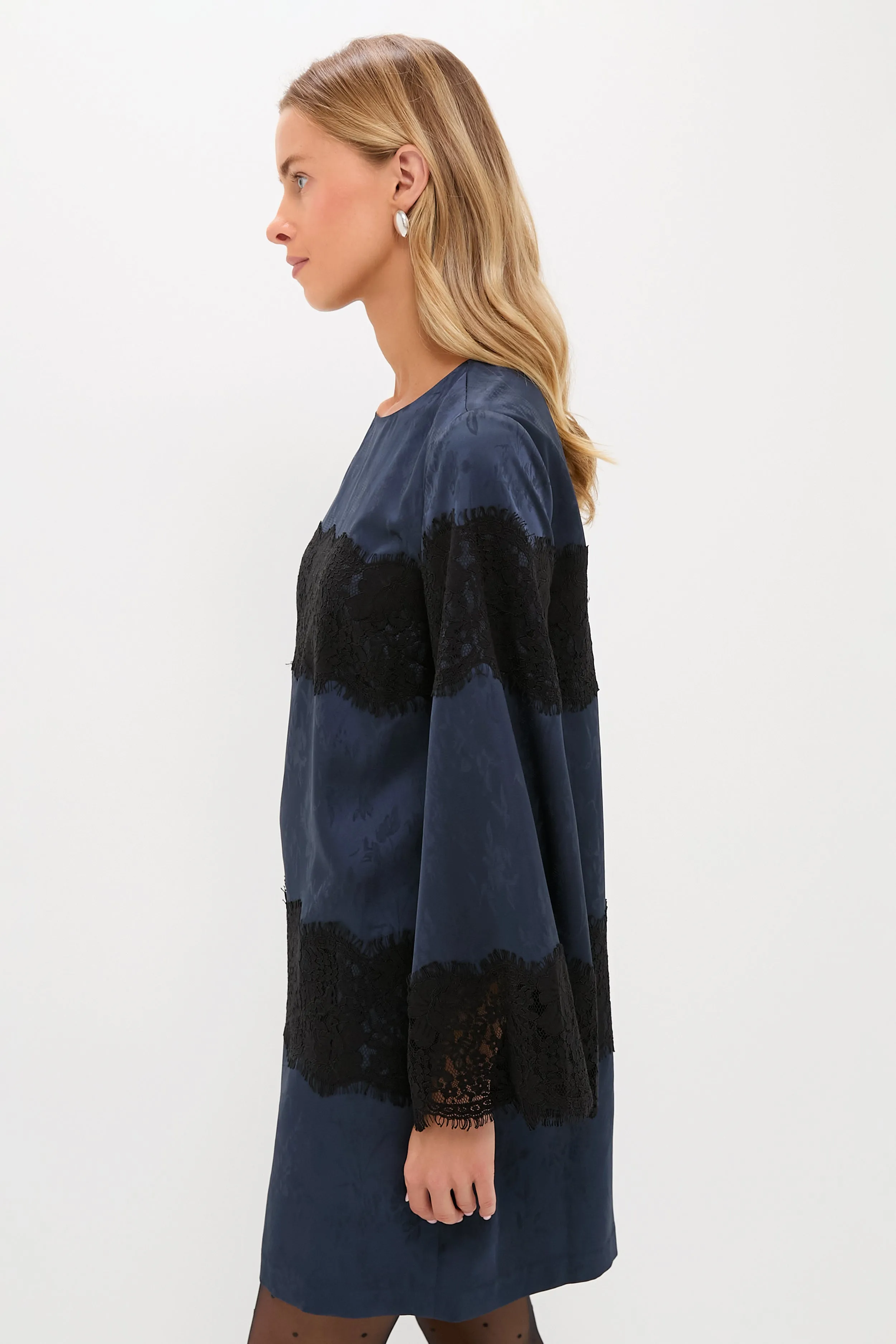 Navy Jacquard and Black Lace Camilla Dress sold by Tuckernuck product image thumbnail 3