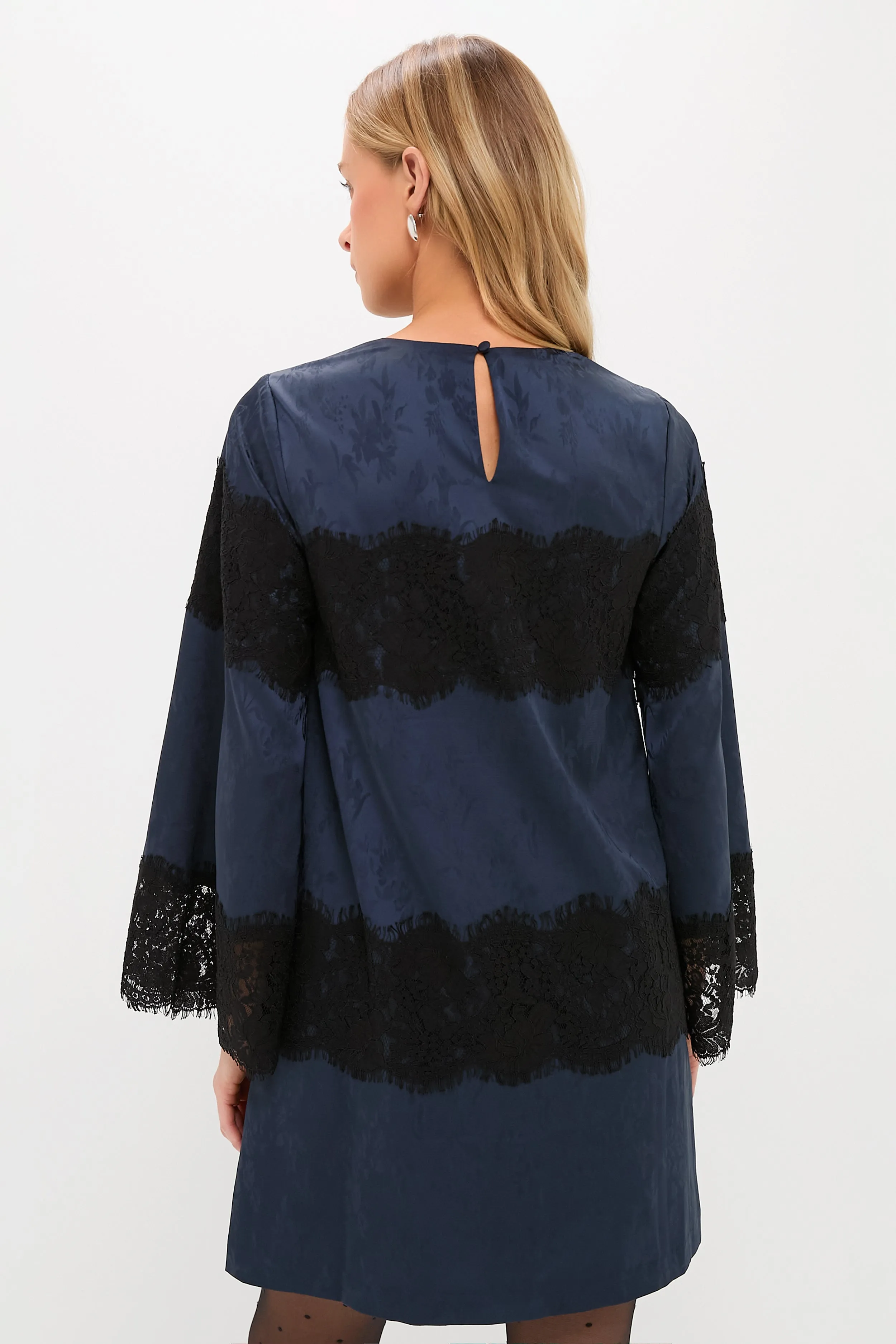 Navy Jacquard and Black Lace Camilla Dress sold by Tuckernuck product image thumbnail 4