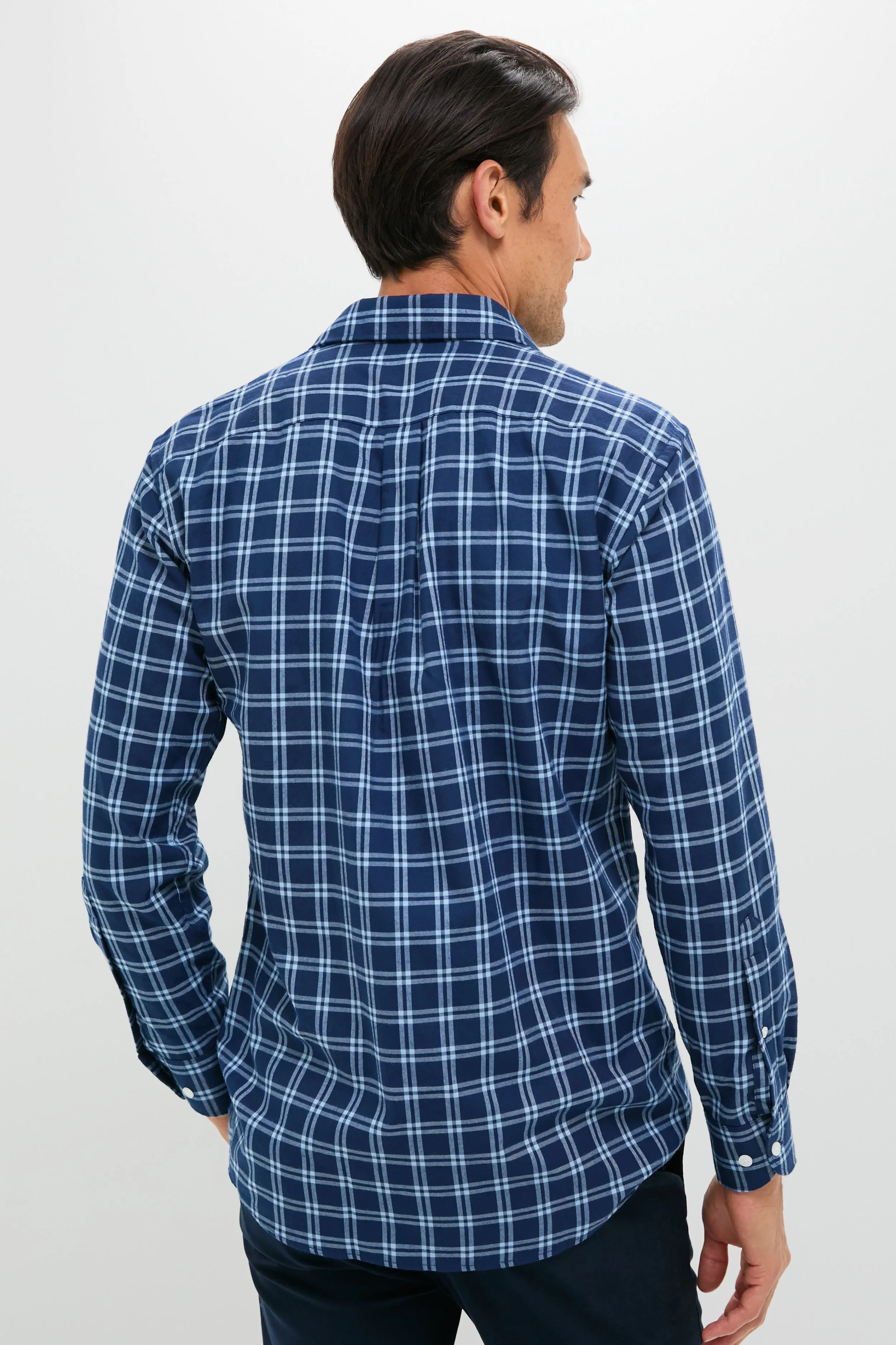 Navy Mystic Performance Flannel Sport Shirt sold by Tuckernuck product image thumbnail 4