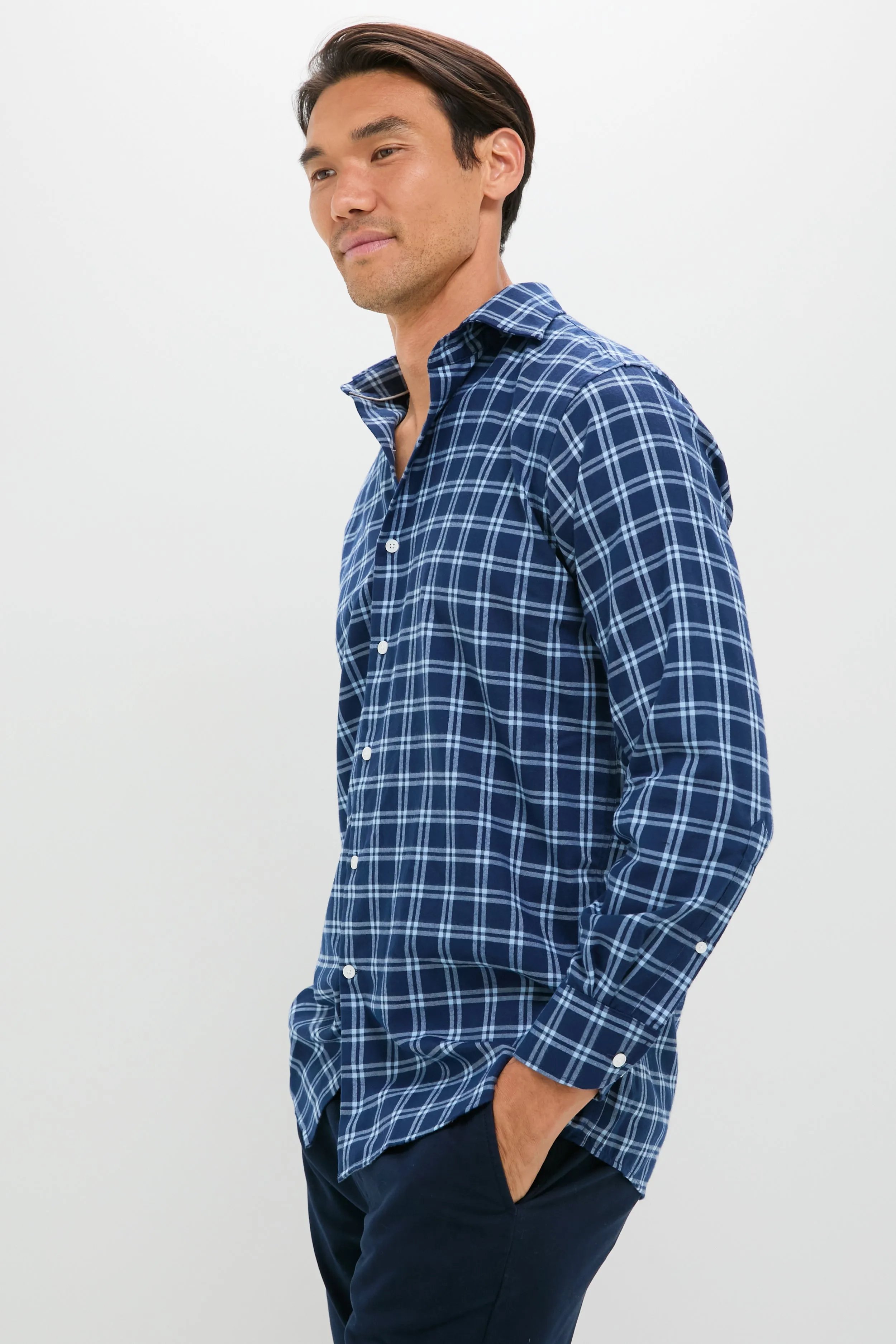 Navy Mystic Performance Flannel Sport Shirt sold by Tuckernuck product image thumbnail 3