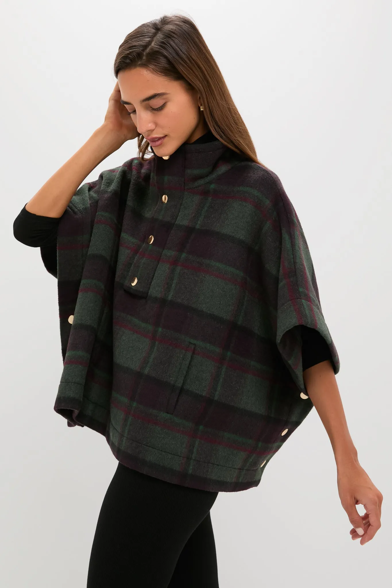 Forest Plaid Wool Winthrop Poncho sold by Tuckernuck product image thumbnail 3