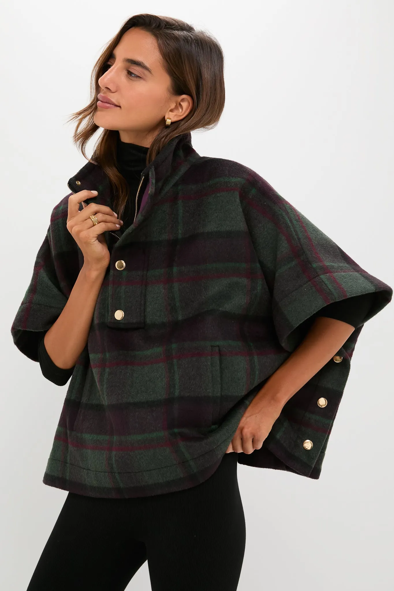 Forest Plaid Wool Winthrop Poncho sold by Tuckernuck