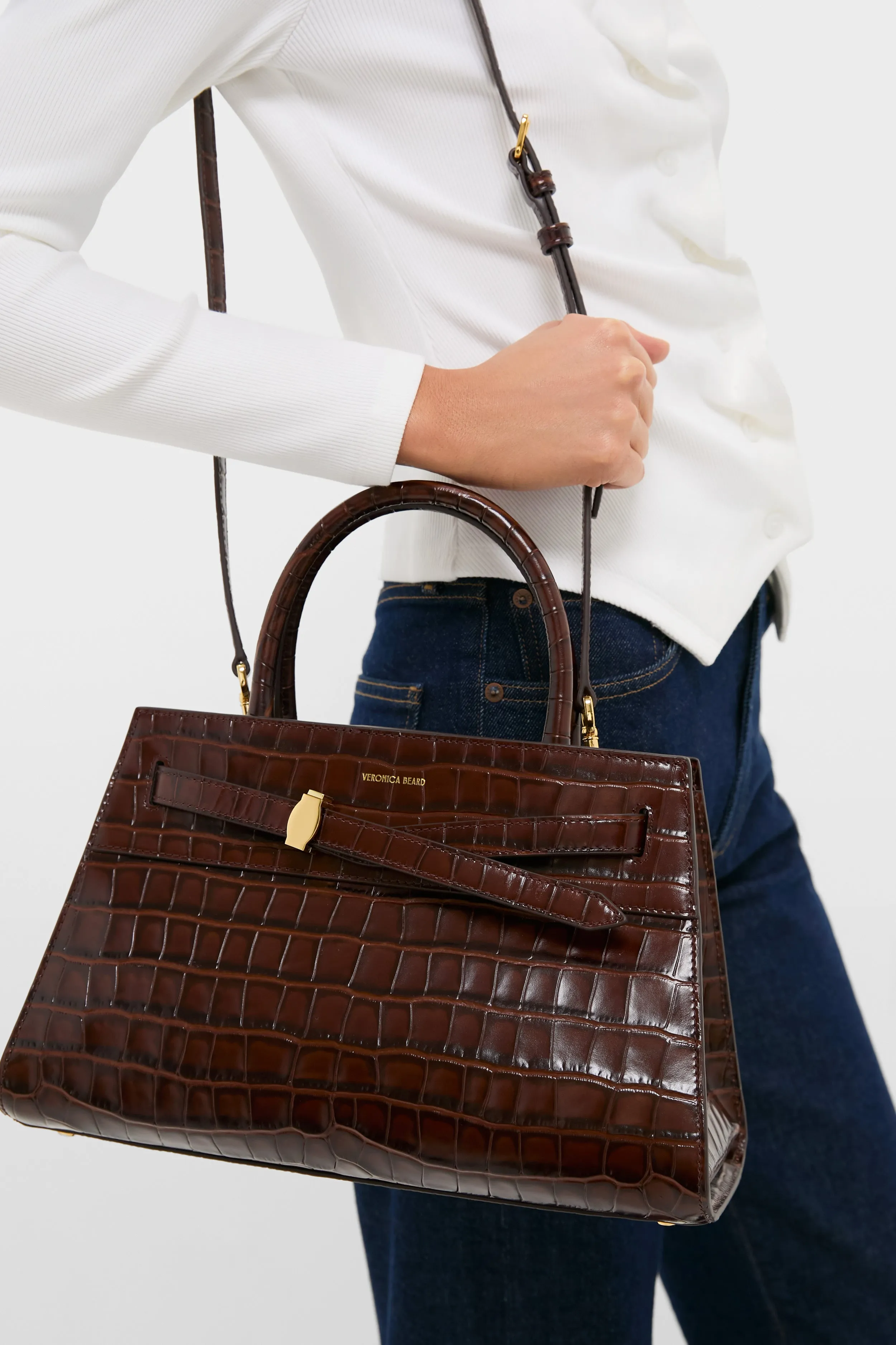 Chestnut Croc Embossed Veronica Beard Dash Bag sold by Tuckernuck product image thumbnail 3