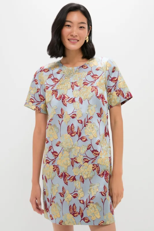 Slate Blue Winter Floral Mae Dress sold by Tuckernuck