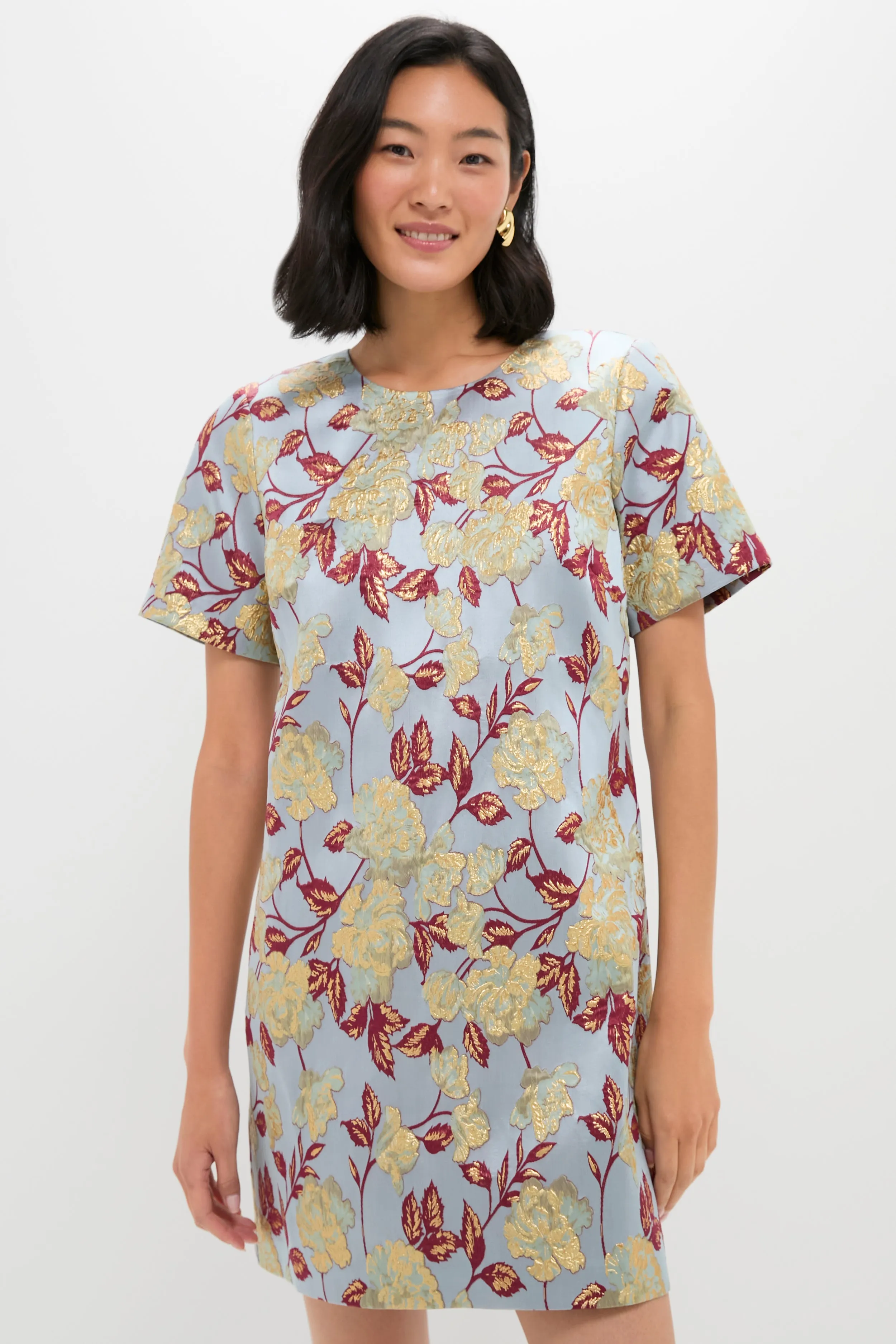 Slate Blue Winter Floral Mae Dress sold by Tuckernuck