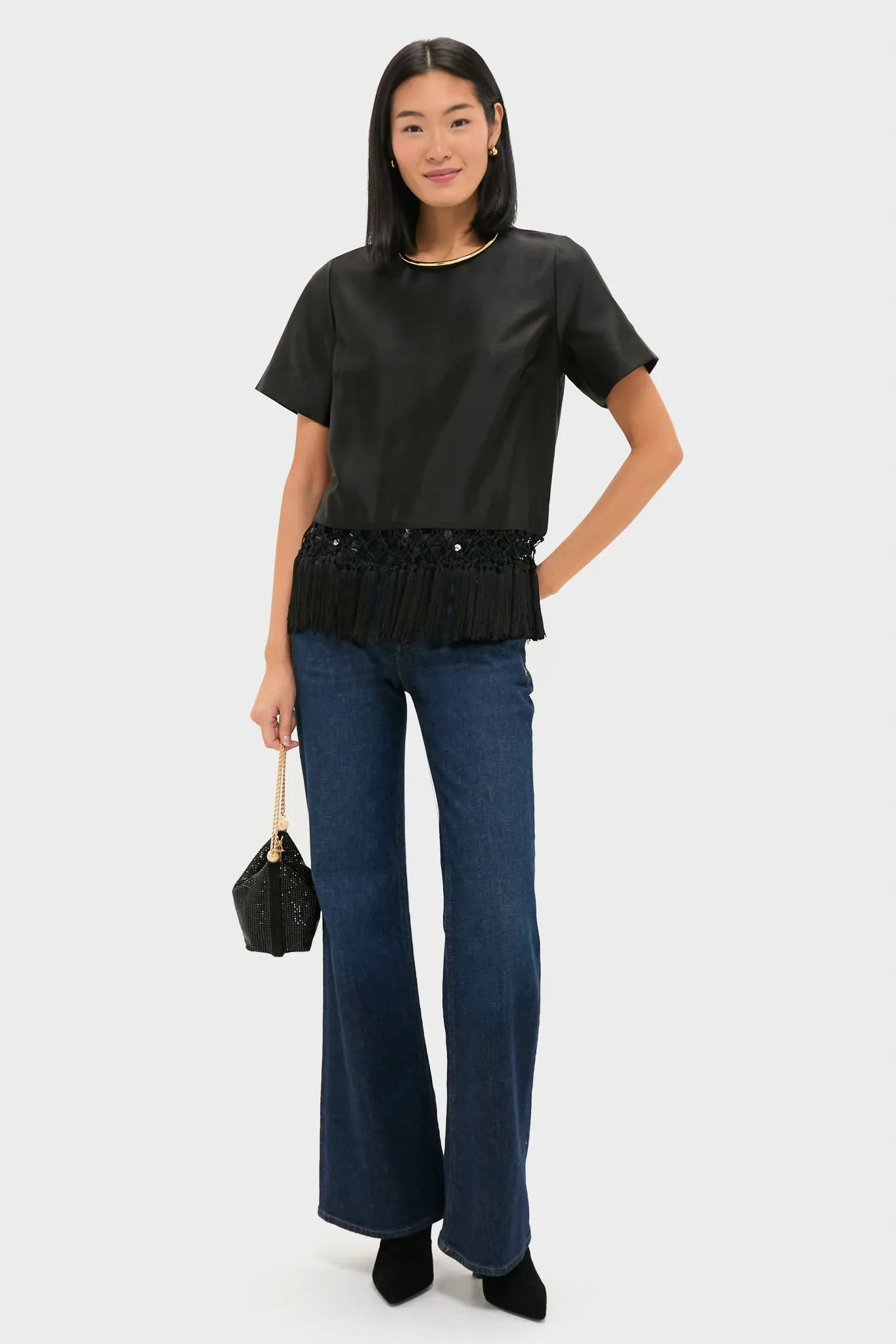 Black Dupioni Chadwick Tassel Top sold by Tuckernuck product image thumbnail 5