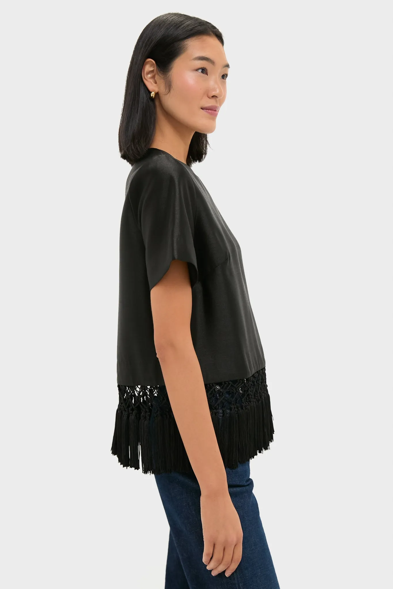 Black Dupioni Chadwick Tassel Top sold by Tuckernuck product image thumbnail 3