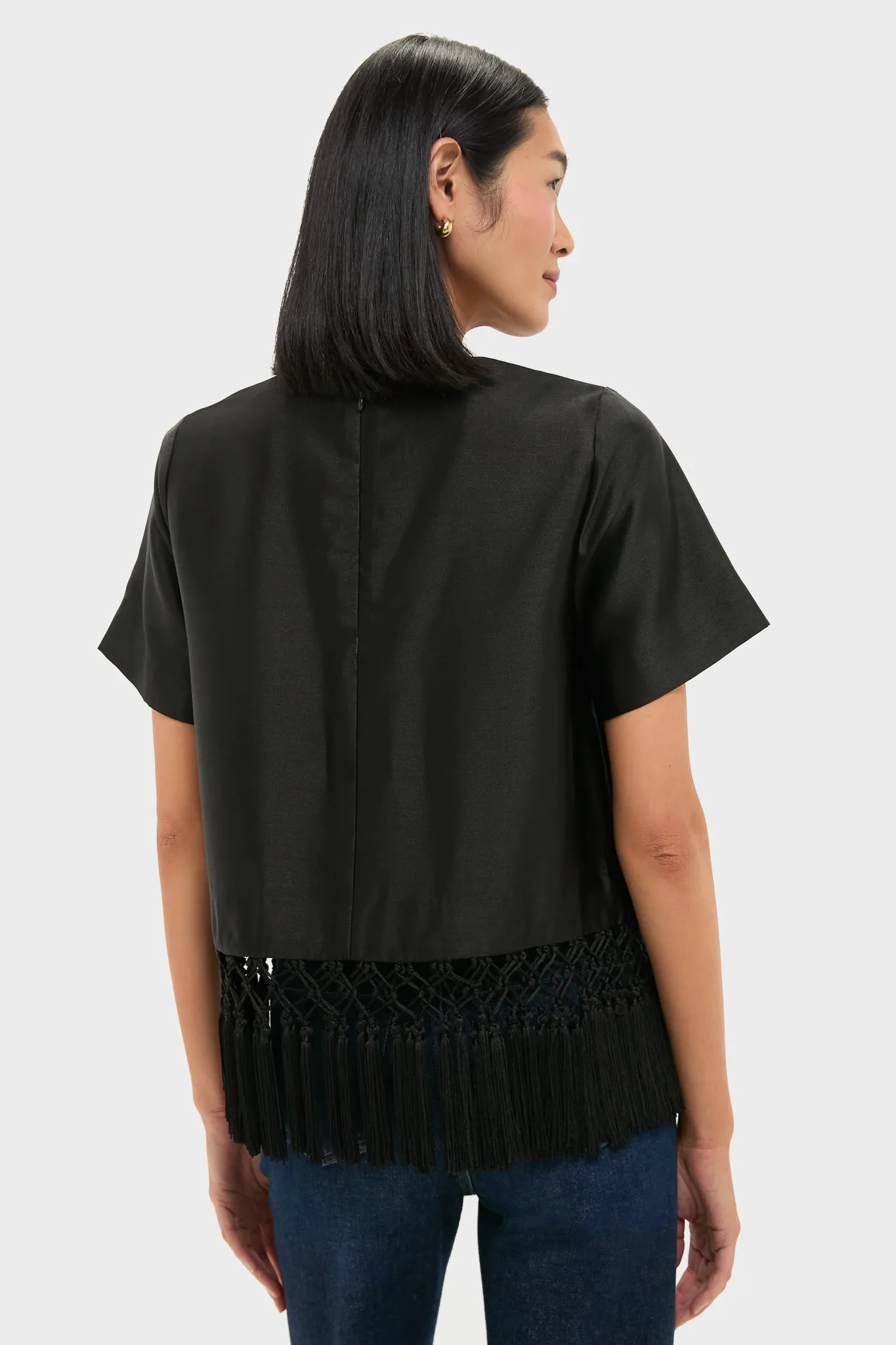 Black Dupioni Chadwick Tassel Top sold by Tuckernuck product image thumbnail 4