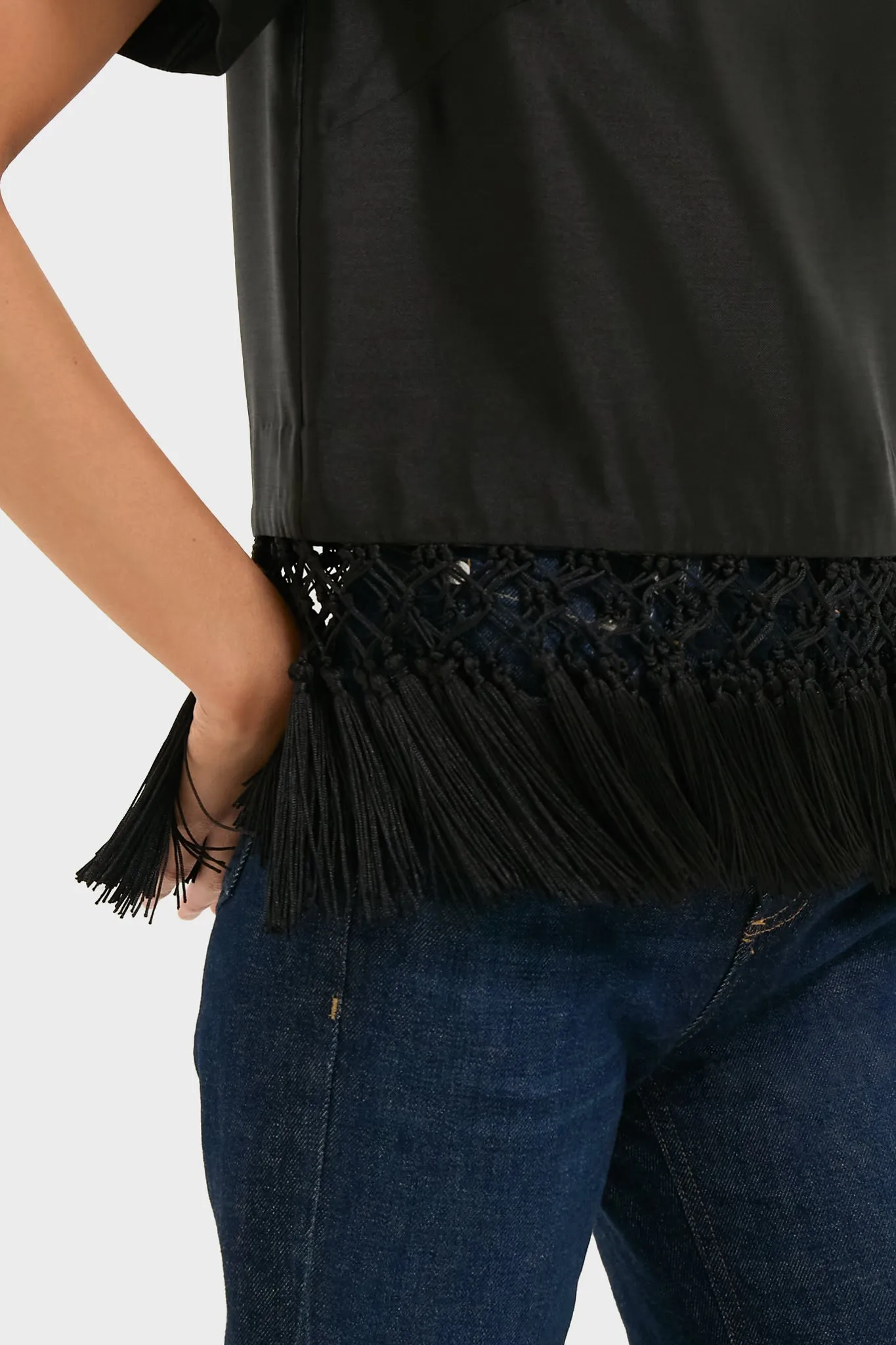 Black Dupioni Chadwick Tassel Top sold by Tuckernuck product image thumbnail 2