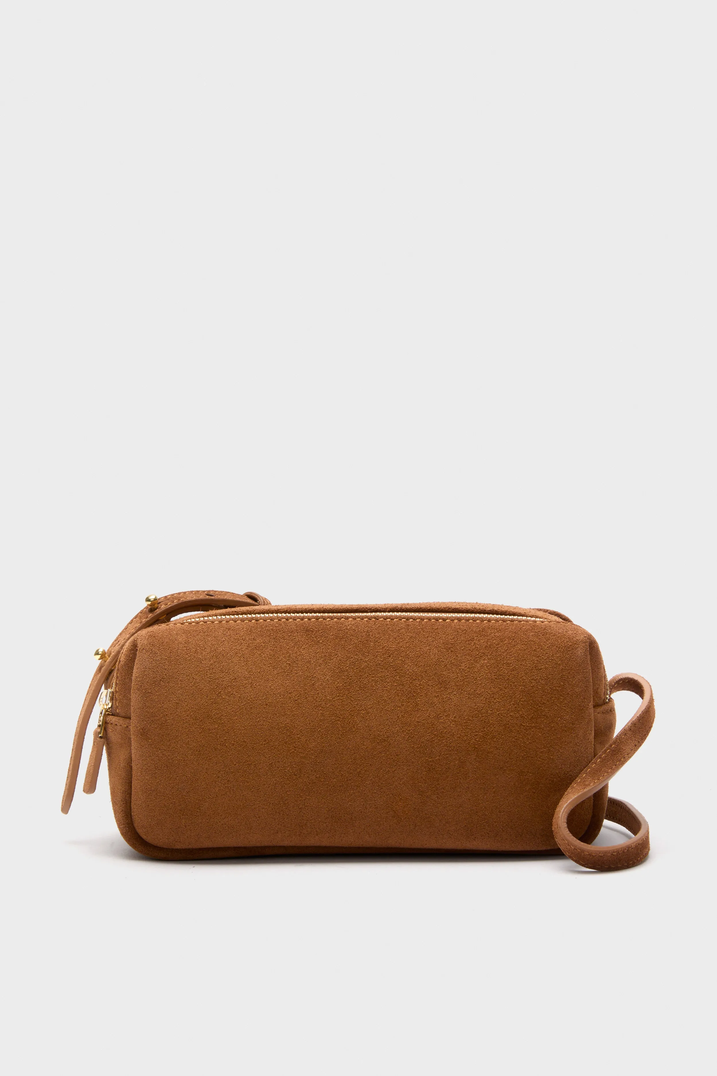 Cognac Suede Mini Trousse sold by Tuckernuck