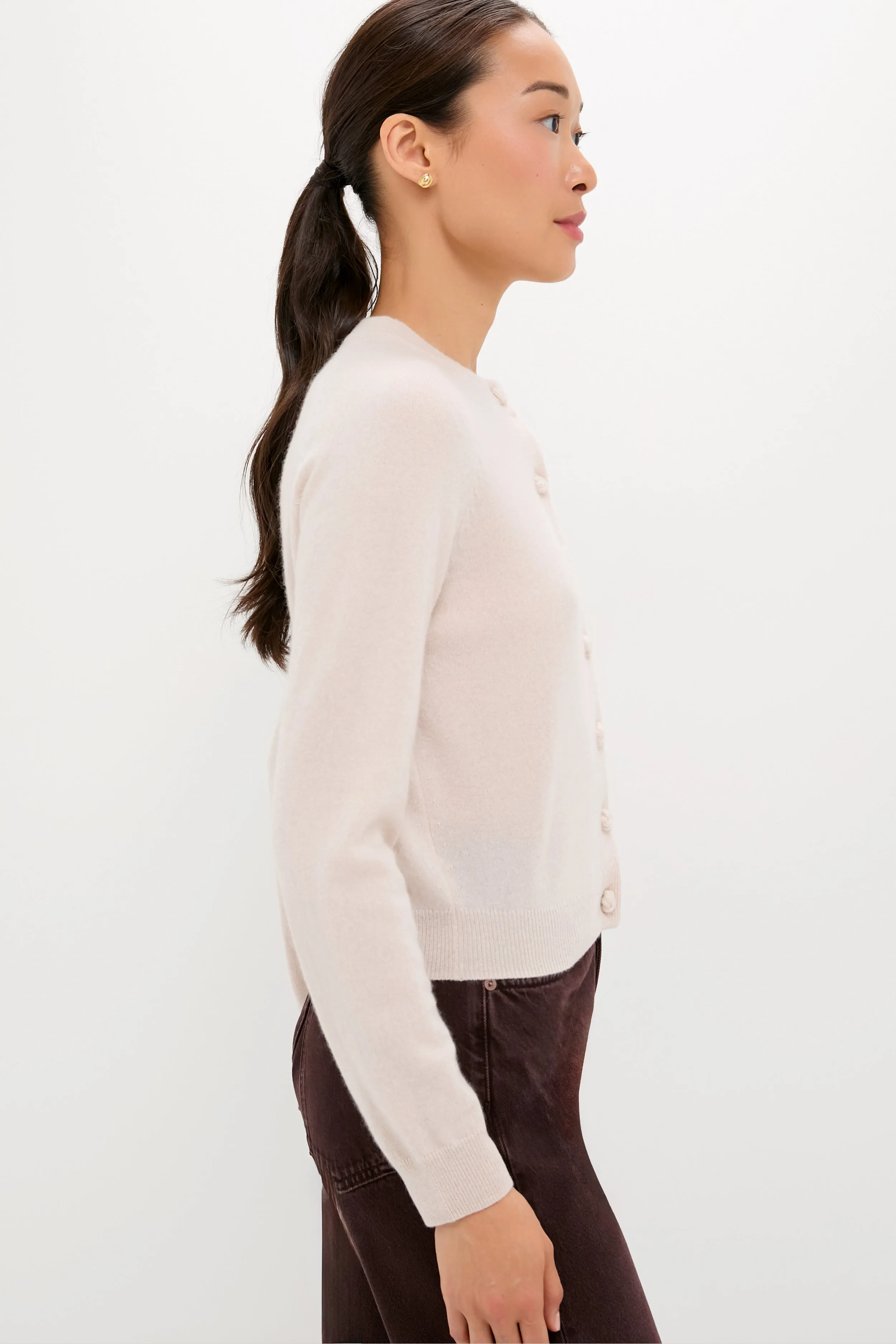 Lightweight Sandstone Cashmere Knot Button Cardigan sold by Tuckernuck product image thumbnail 3