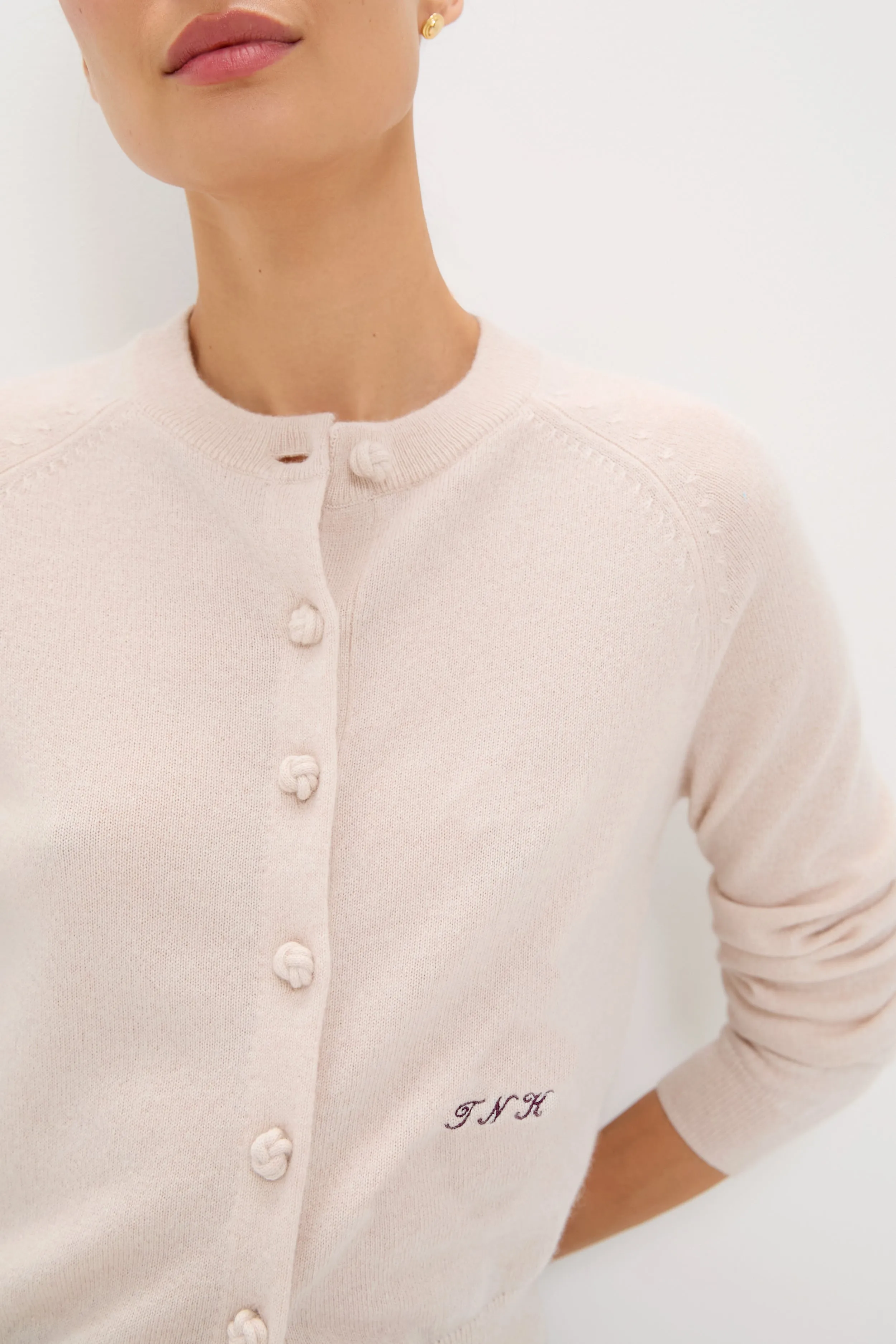 Lightweight Sandstone Cashmere Knot Button Cardigan sold by Tuckernuck product image thumbnail 5