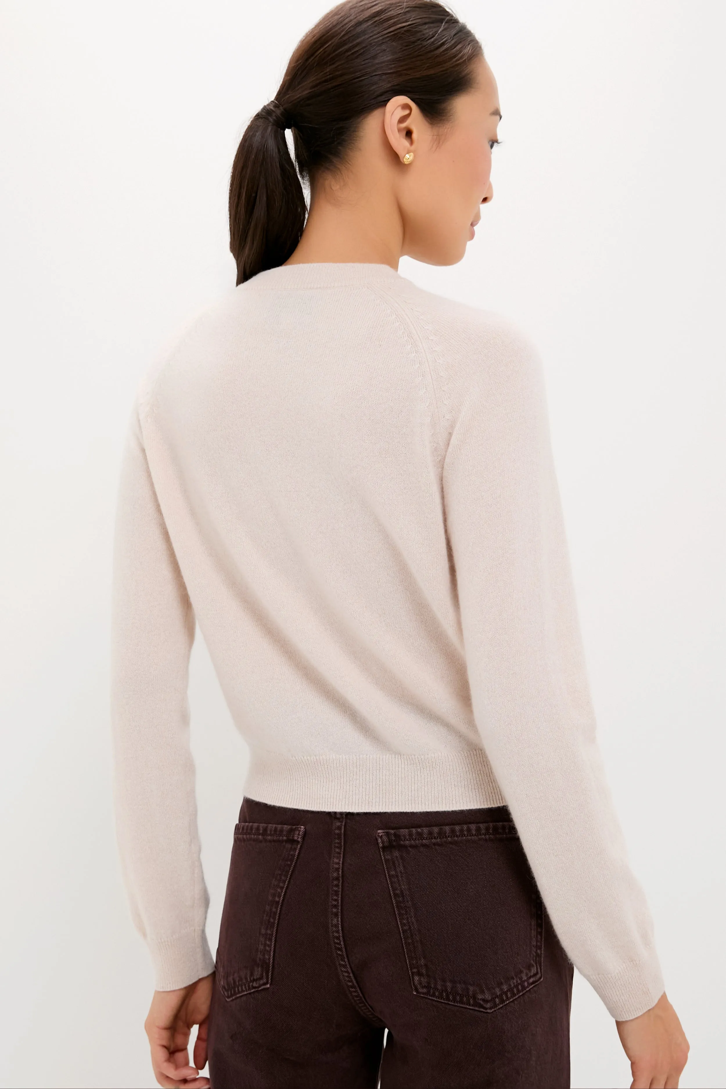 Lightweight Sandstone Cashmere Knot Button Cardigan sold by Tuckernuck product image thumbnail 4