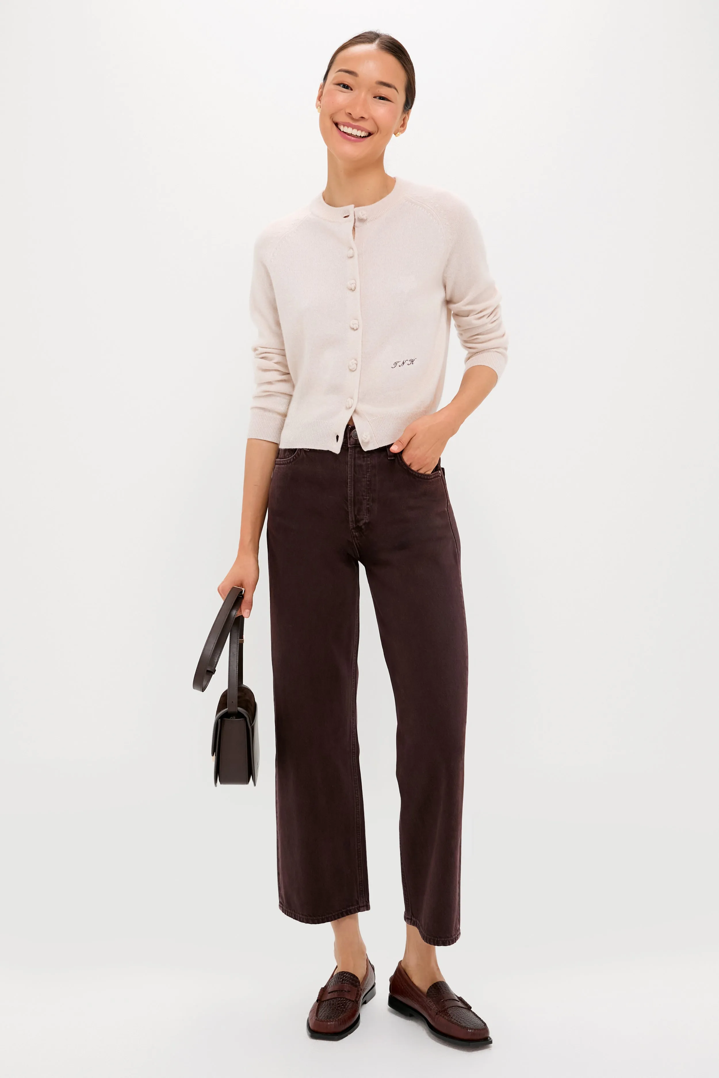 Lightweight Sandstone Cashmere Knot Button Cardigan sold by Tuckernuck product image thumbnail 2