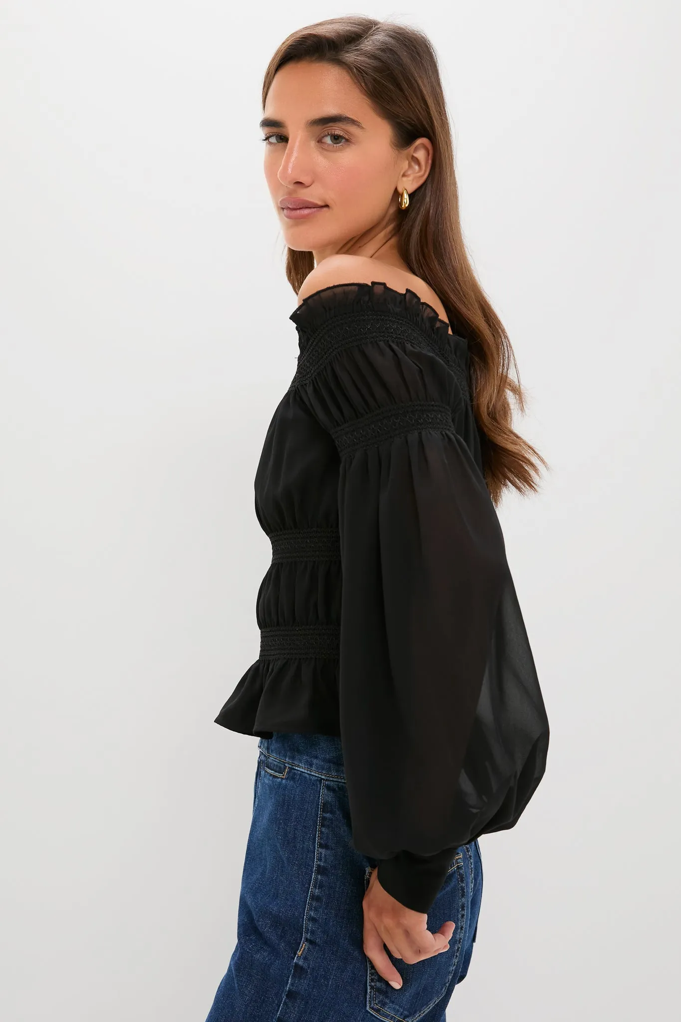 Black Georgette Adeline Top sold by Tuckernuck product image thumbnail 3