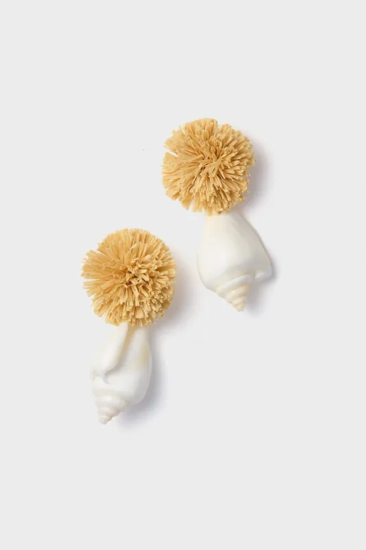 Shell and Pom Elaine Earrings sold by Tuckernuck