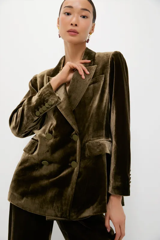 Olive Velvet Diana Blazer sold by Tuckernuck