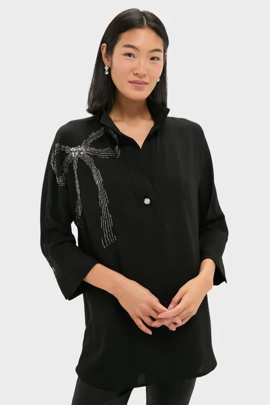 Black Embellished Willow Blouse sold by Tuckernuck