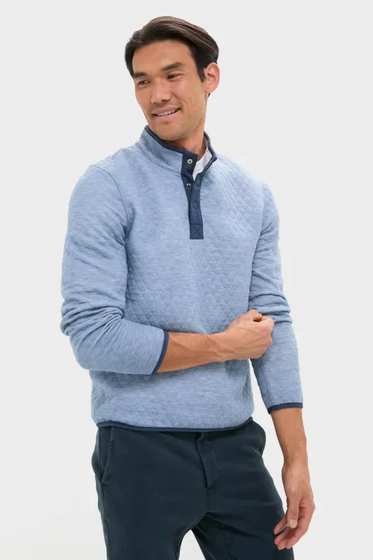 Mid Blue Light Grey Corbet Reversible Pullover sold by Tuckernuck