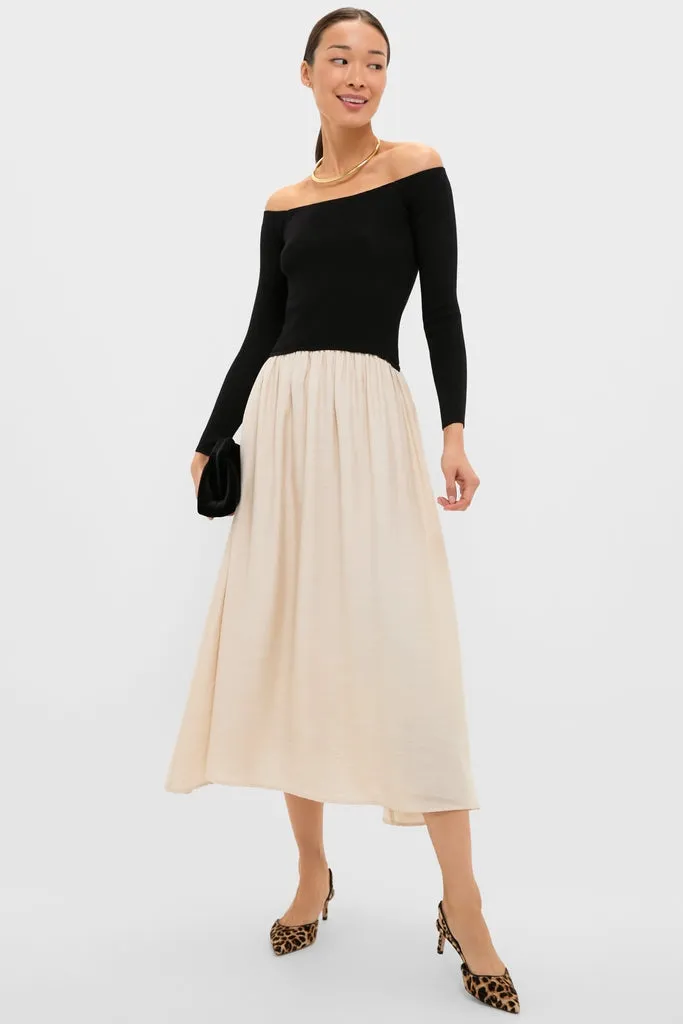 Black and Ivory Off Shoulder Maxi Dress sold by Tuckernuck product image thumbnail 2