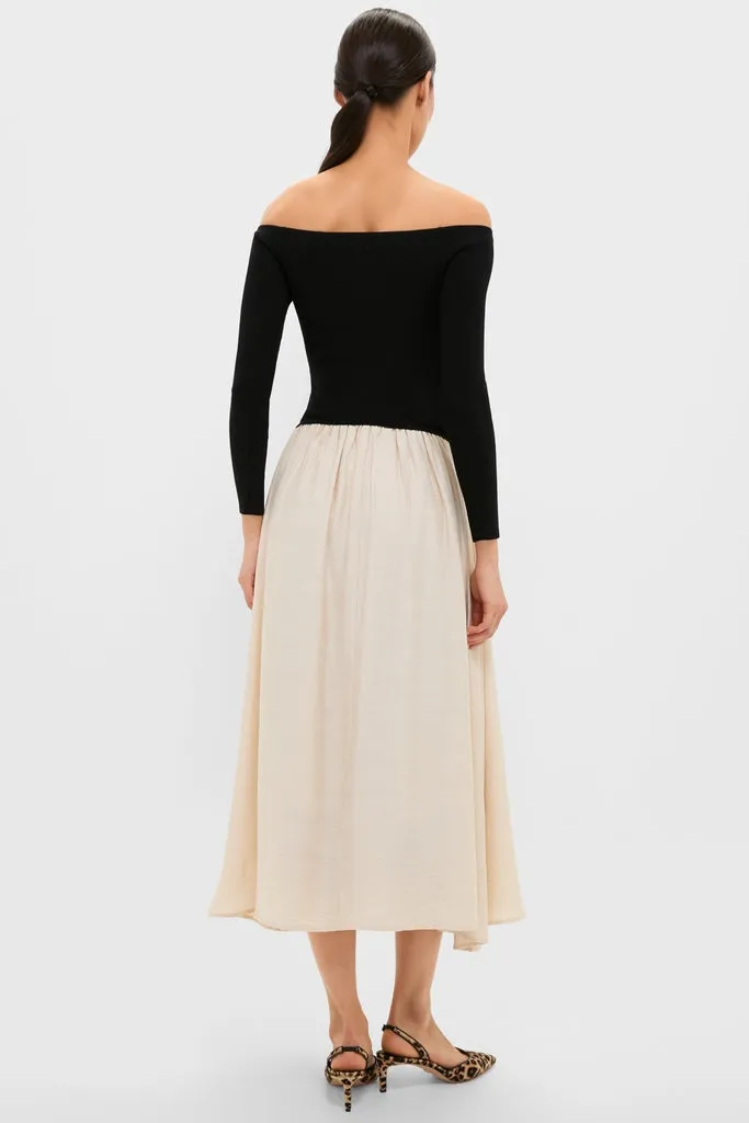 Black and Ivory Off Shoulder Maxi Dress sold by Tuckernuck product image thumbnail 4