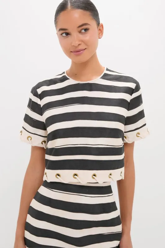 Black Stripe Story Top sold by Tuckernuck