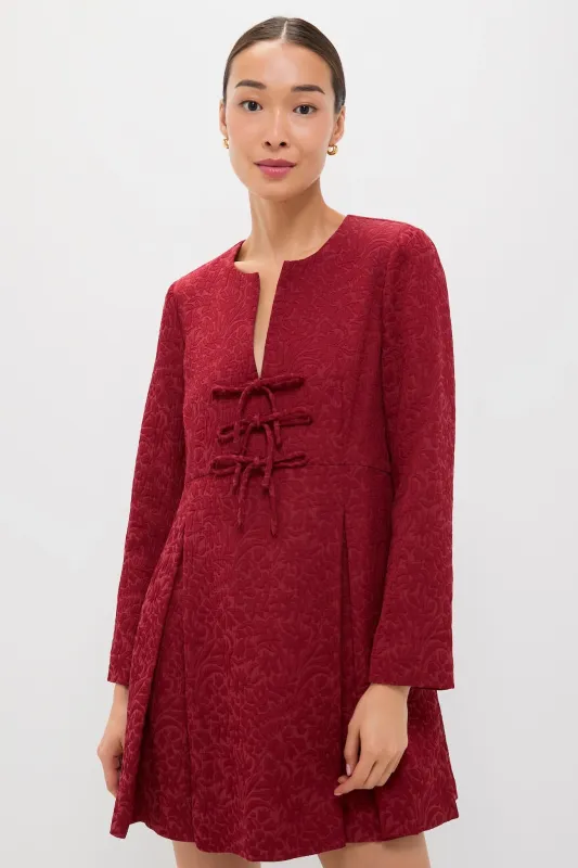 Cranberry Jacquard Blair Bow Dress sold by Tuckernuck