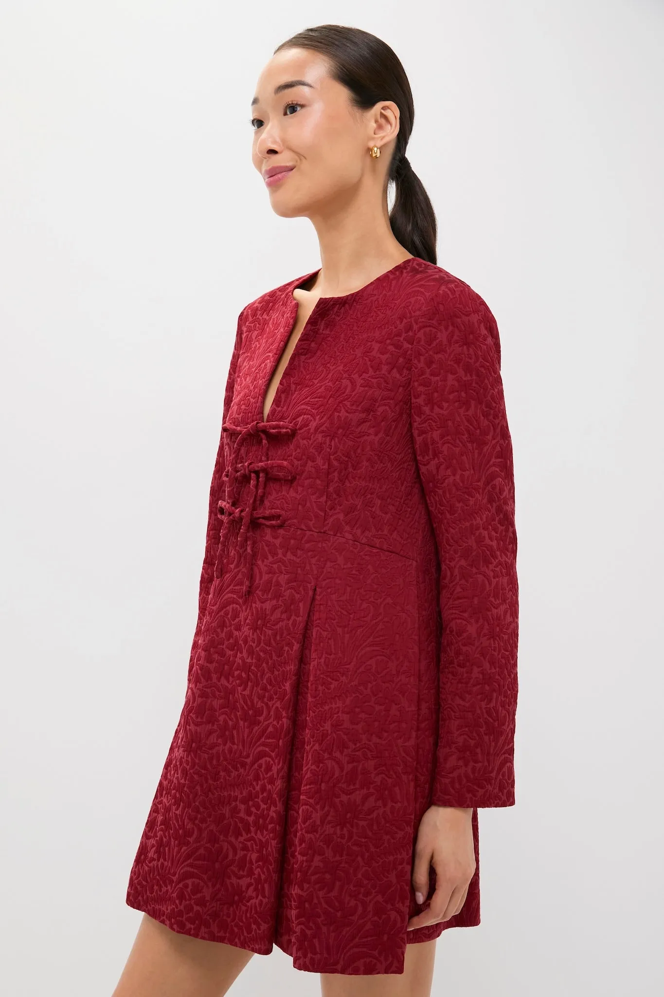 Cranberry Jacquard Blair Bow Dress sold by Tuckernuck product image thumbnail 3