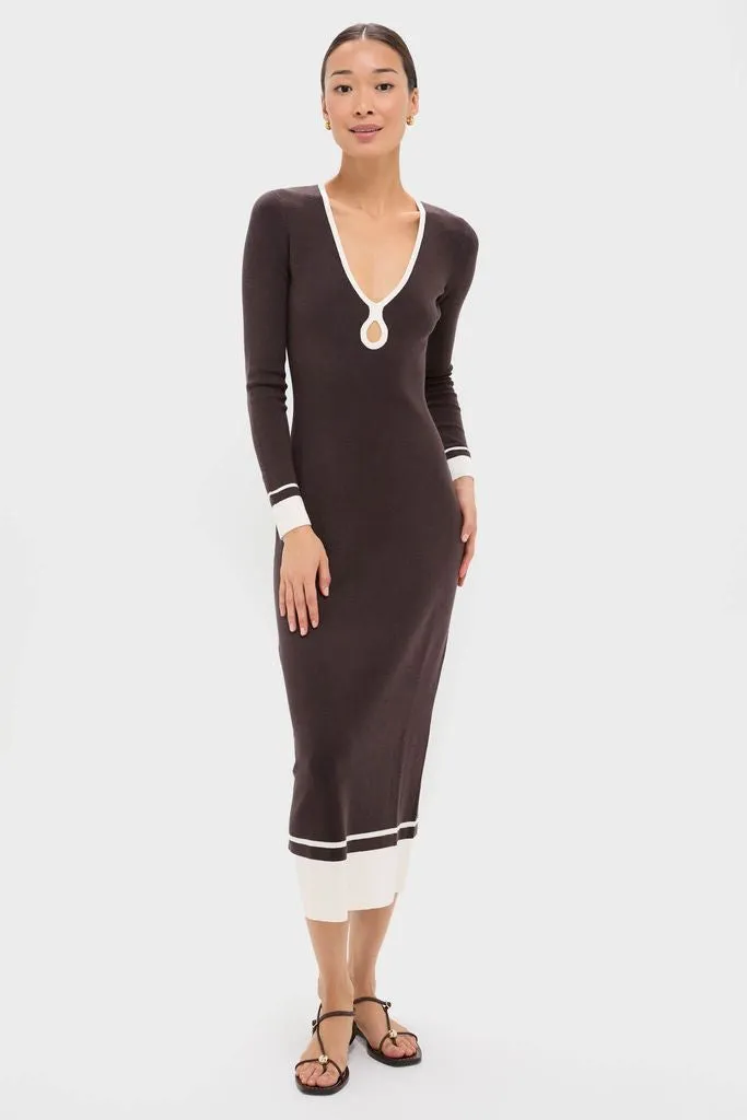 Espresso Egret Long Sleeve Ribbed Maxi Dress sold by Tuckernuck