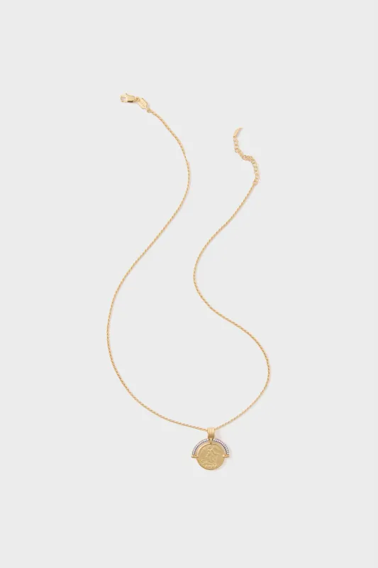 Gold Lucy Williams Engravable Fortuna Arc Coin Pendant Necklace sold by Tuckernuck