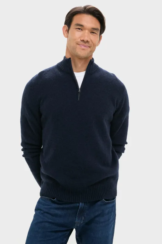 Navy Cashmere Jersey Knit Quarter-Zip sold by Tuckernuck