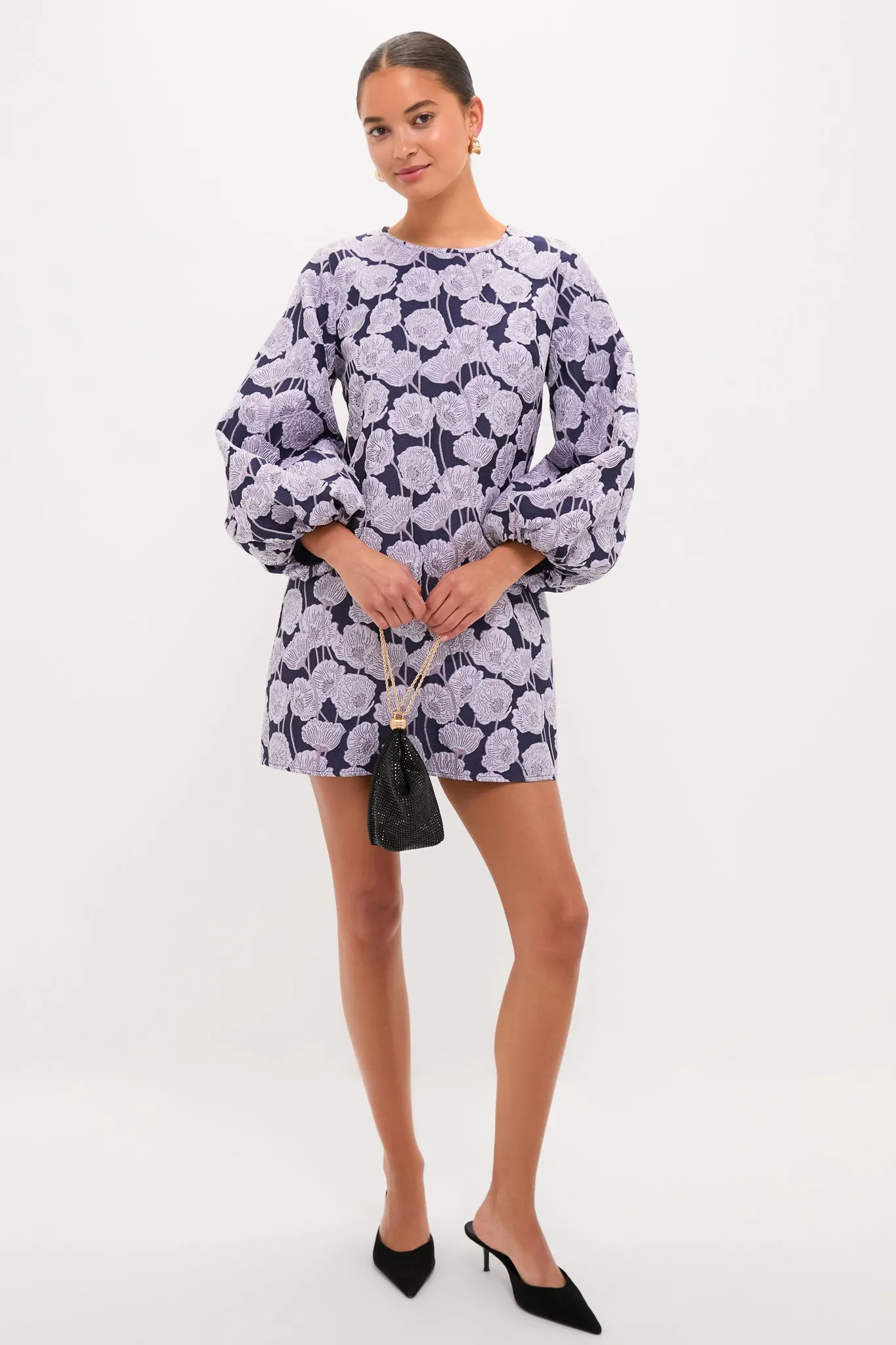 Lilac & Navy Floral Jacquard Janie Mini Dress sold by Tuckernuck product image thumbnail 2