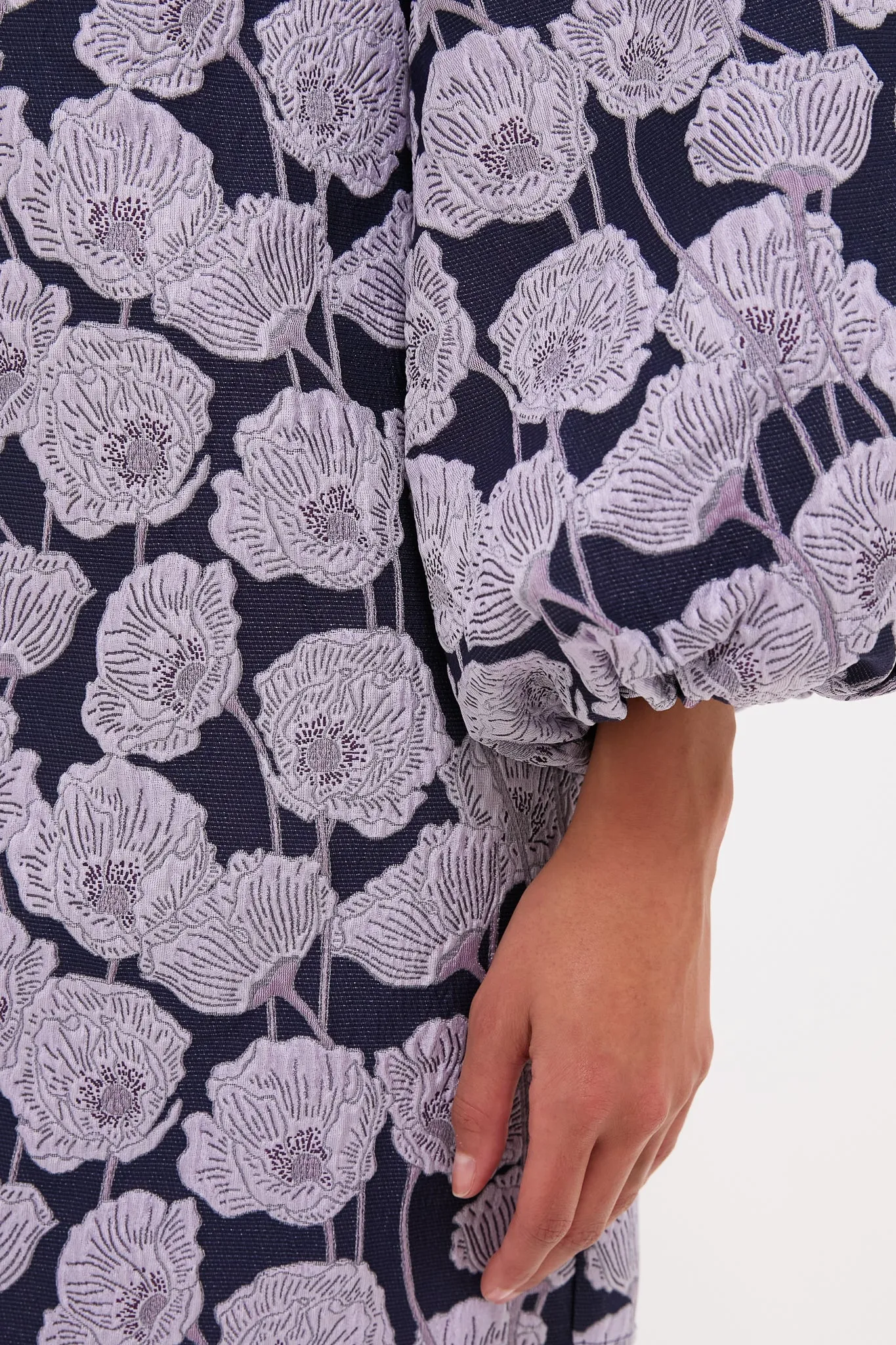 Lilac & Navy Floral Jacquard Janie Mini Dress sold by Tuckernuck product image thumbnail 5