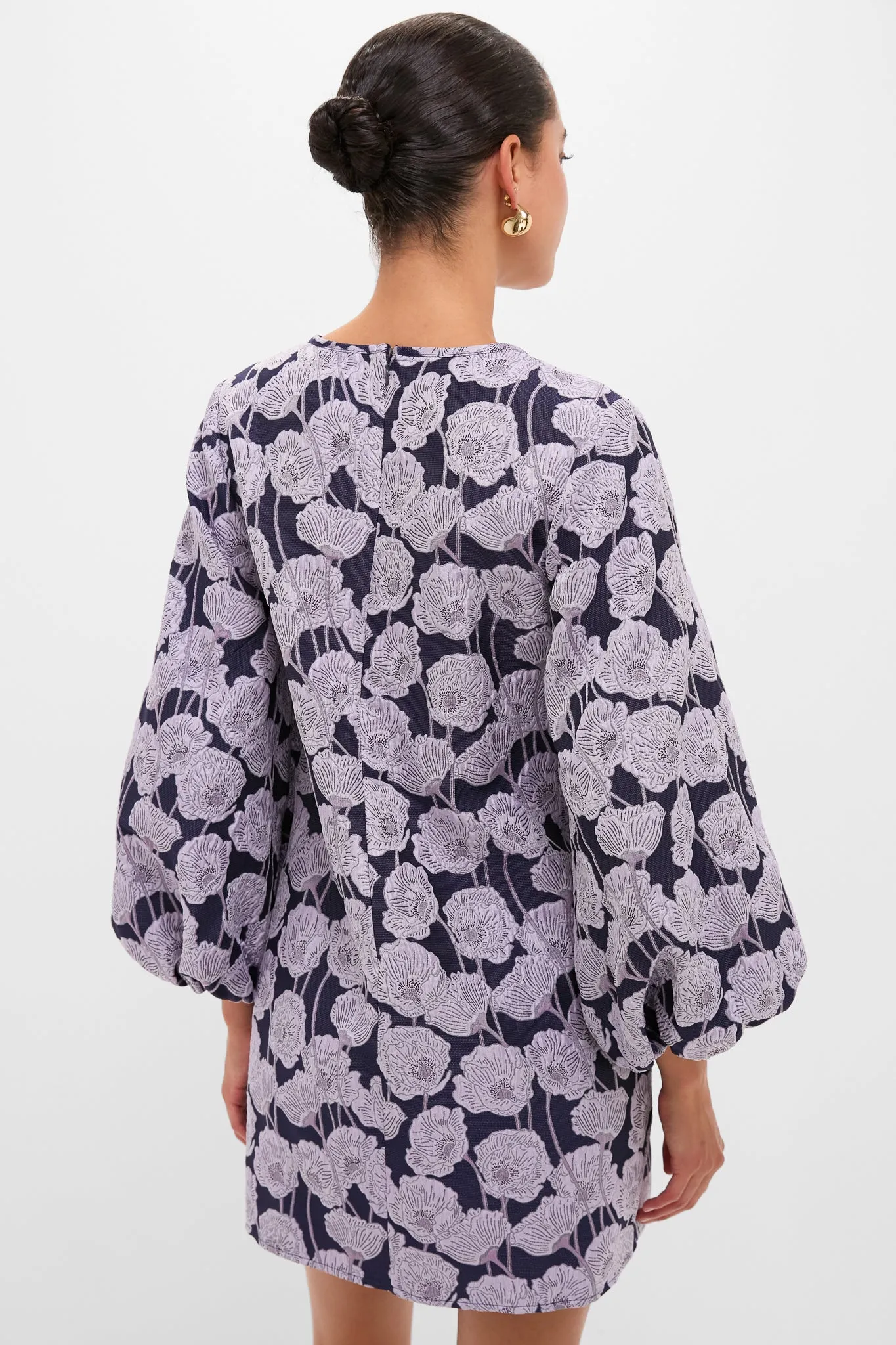 Lilac & Navy Floral Jacquard Janie Mini Dress sold by Tuckernuck product image thumbnail 4