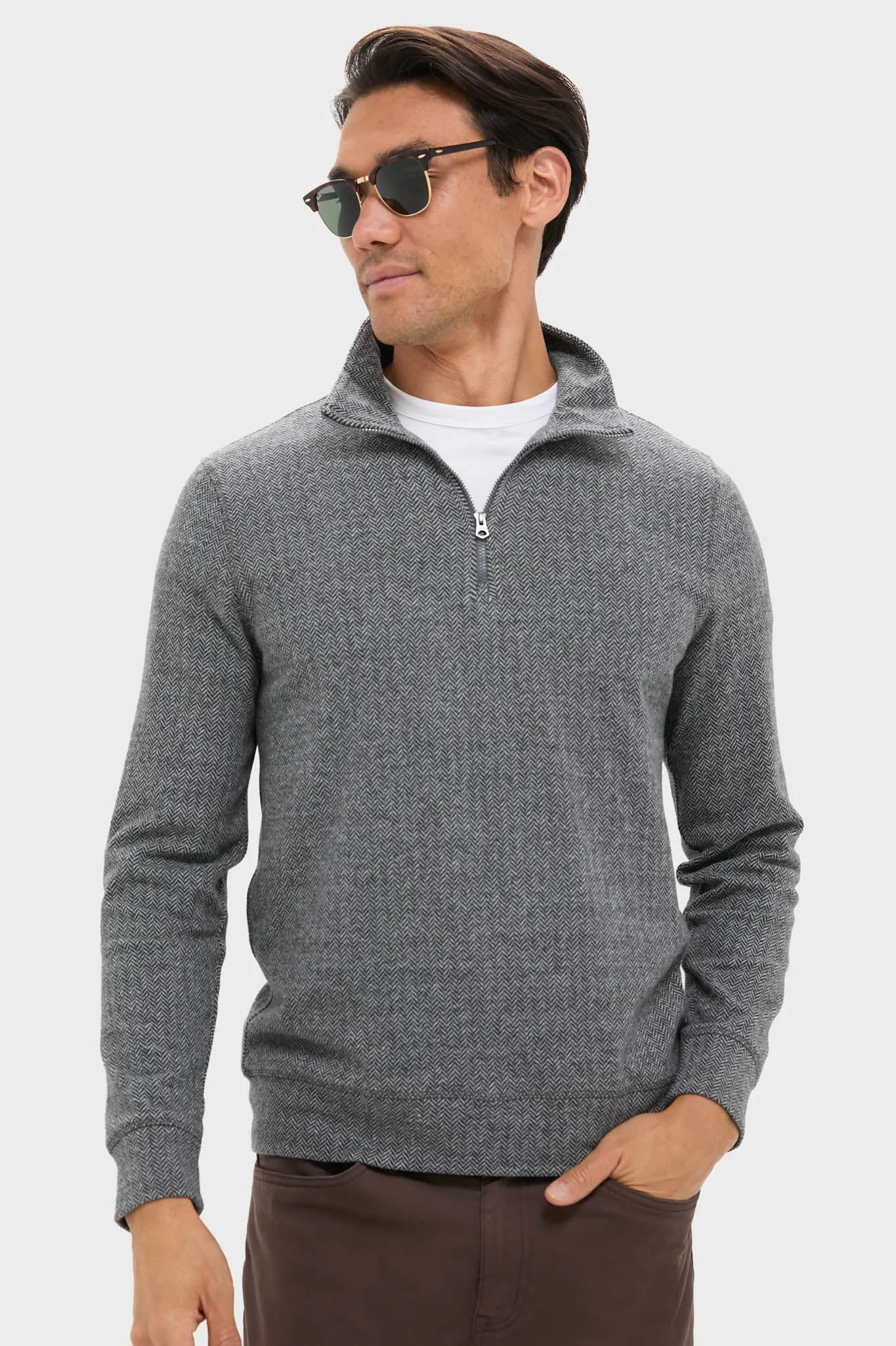 Alpine Gray Herringbone Legend Sweater Quarter Zip sold by Tuckernuck product image thumbnail 3