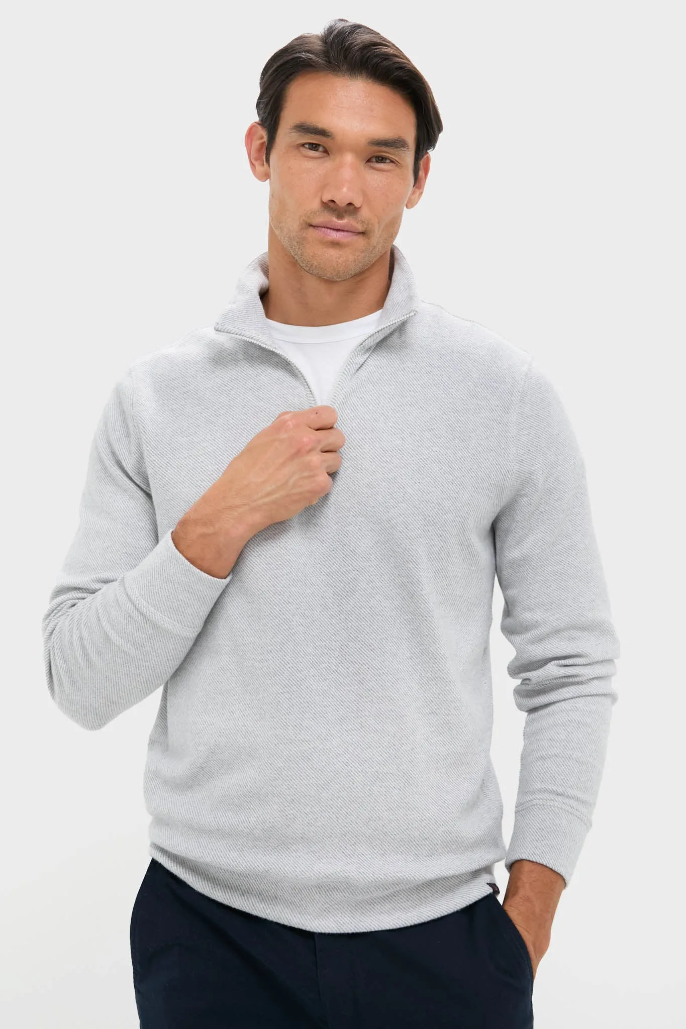 Light Heather Gray Legend Sweater Quarter Zip sold by Tuckernuck