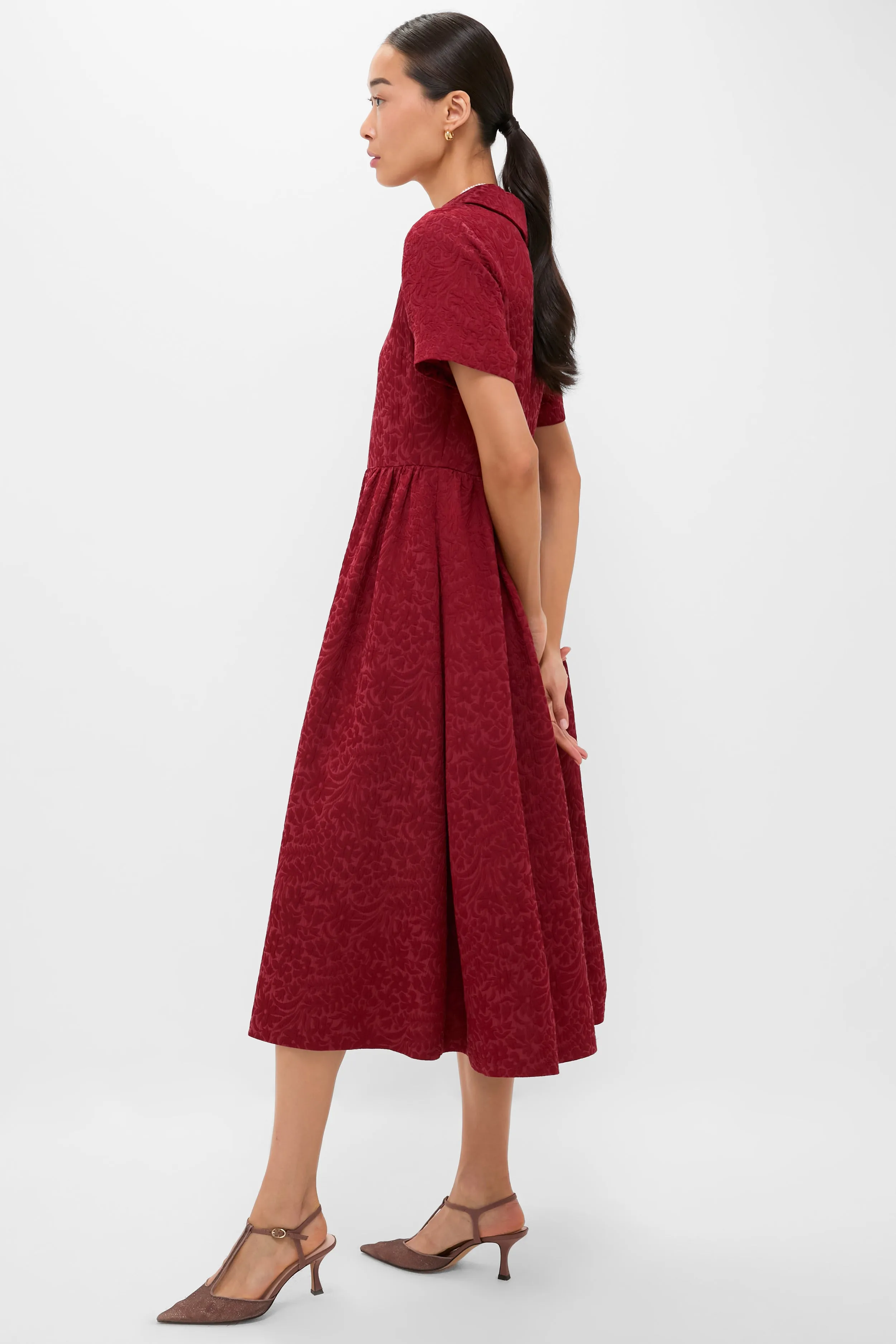 Cranberry Jacquard Adelaide Dress sold by Tuckernuck product image thumbnail 3